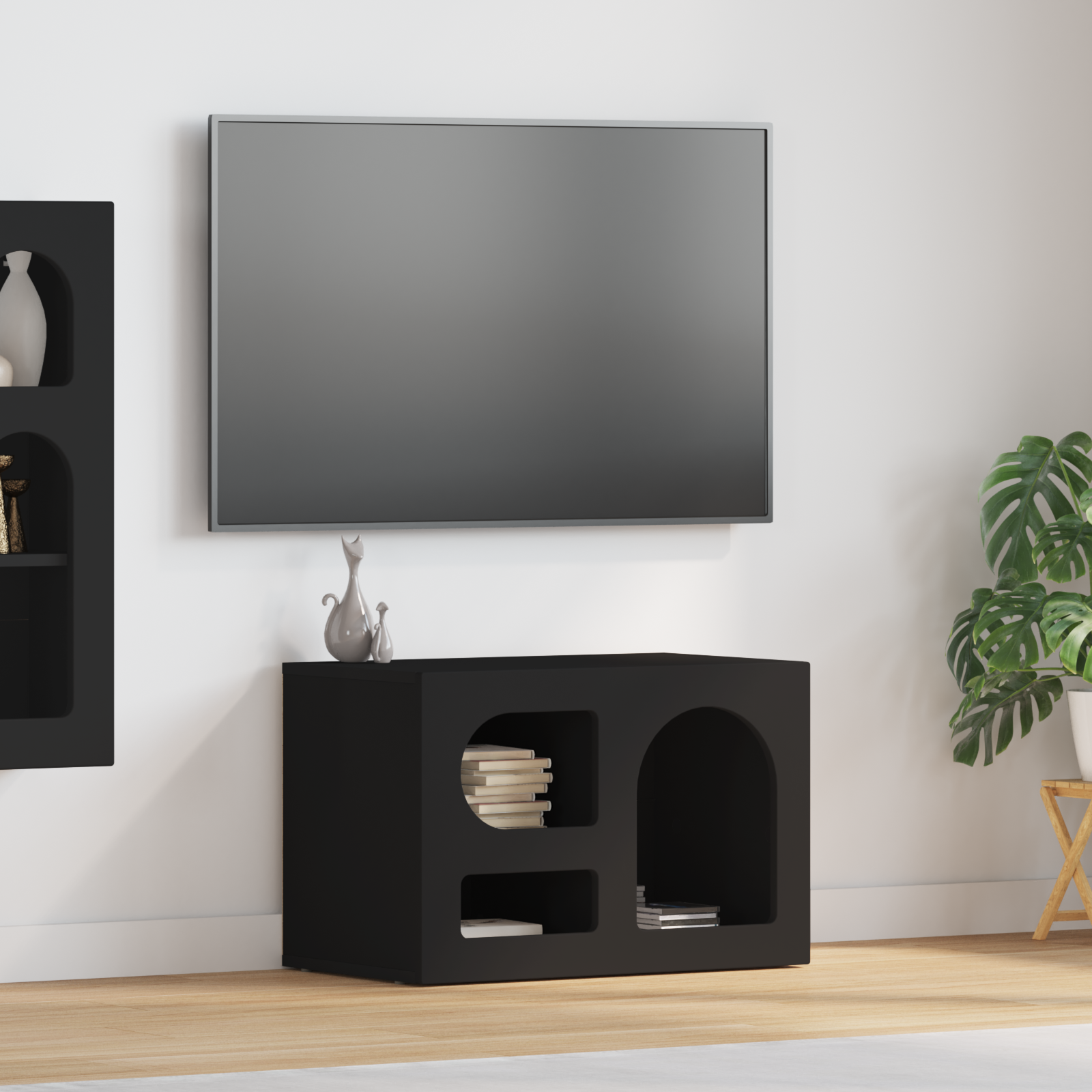Televizoriaus spintelė Juoda 60 x 35 x 40 cm Apdirbta mediena