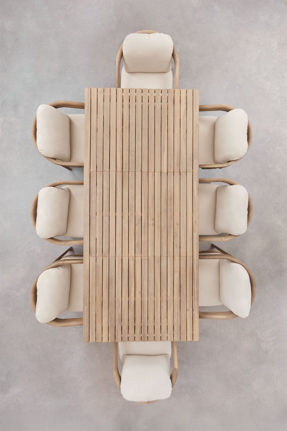 KAELA outdoor dining set, 9 pieces, acacia and cushions