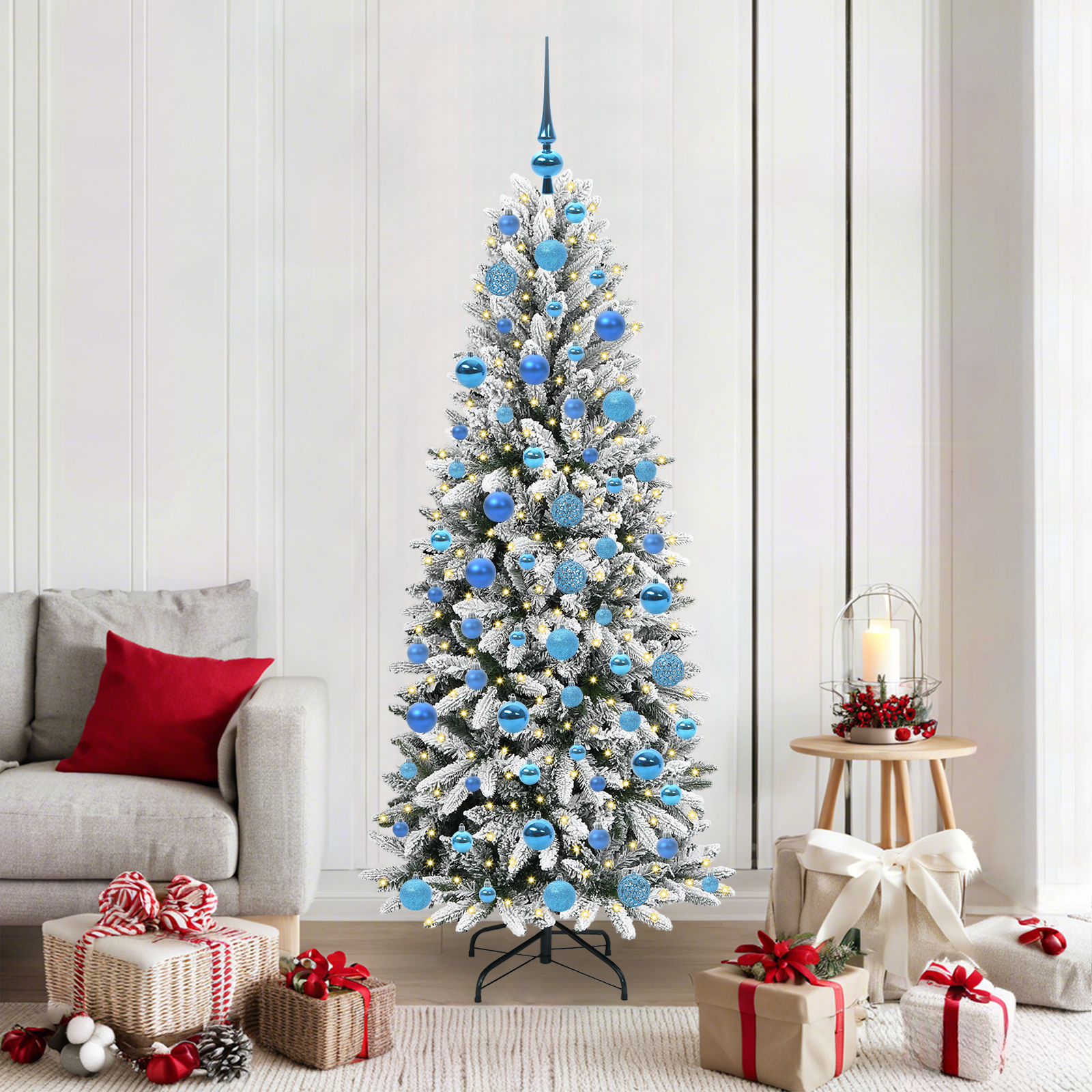 Dirbtinė Kalėdų eglutė HORIZON WINTER, su 300 LED stovu Balta 180 cm.