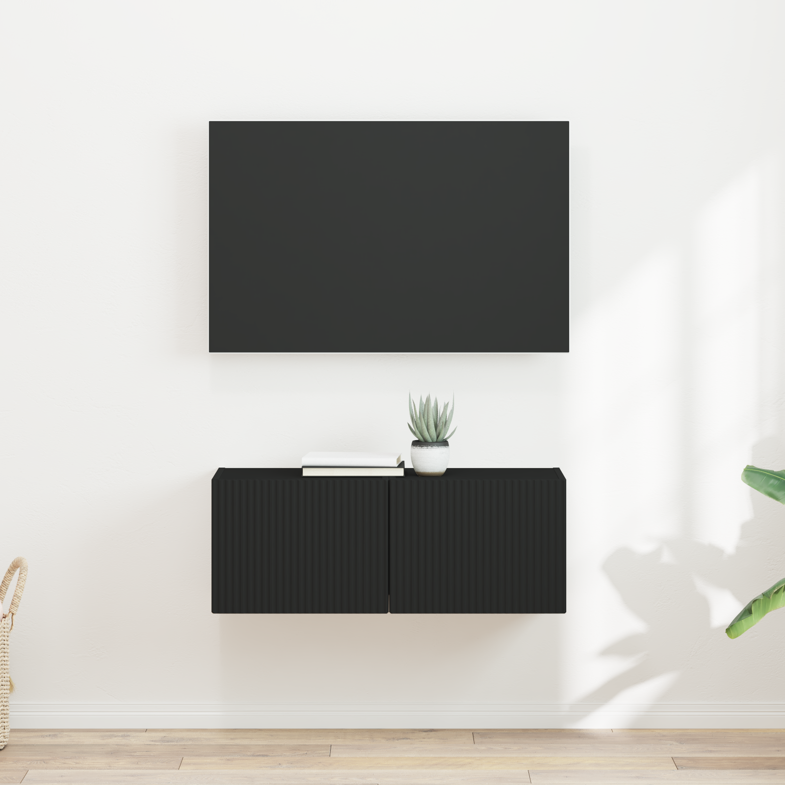 TV sieninė spintelė 2 pcs Juoda 39 x 31 x 29,5 cm
