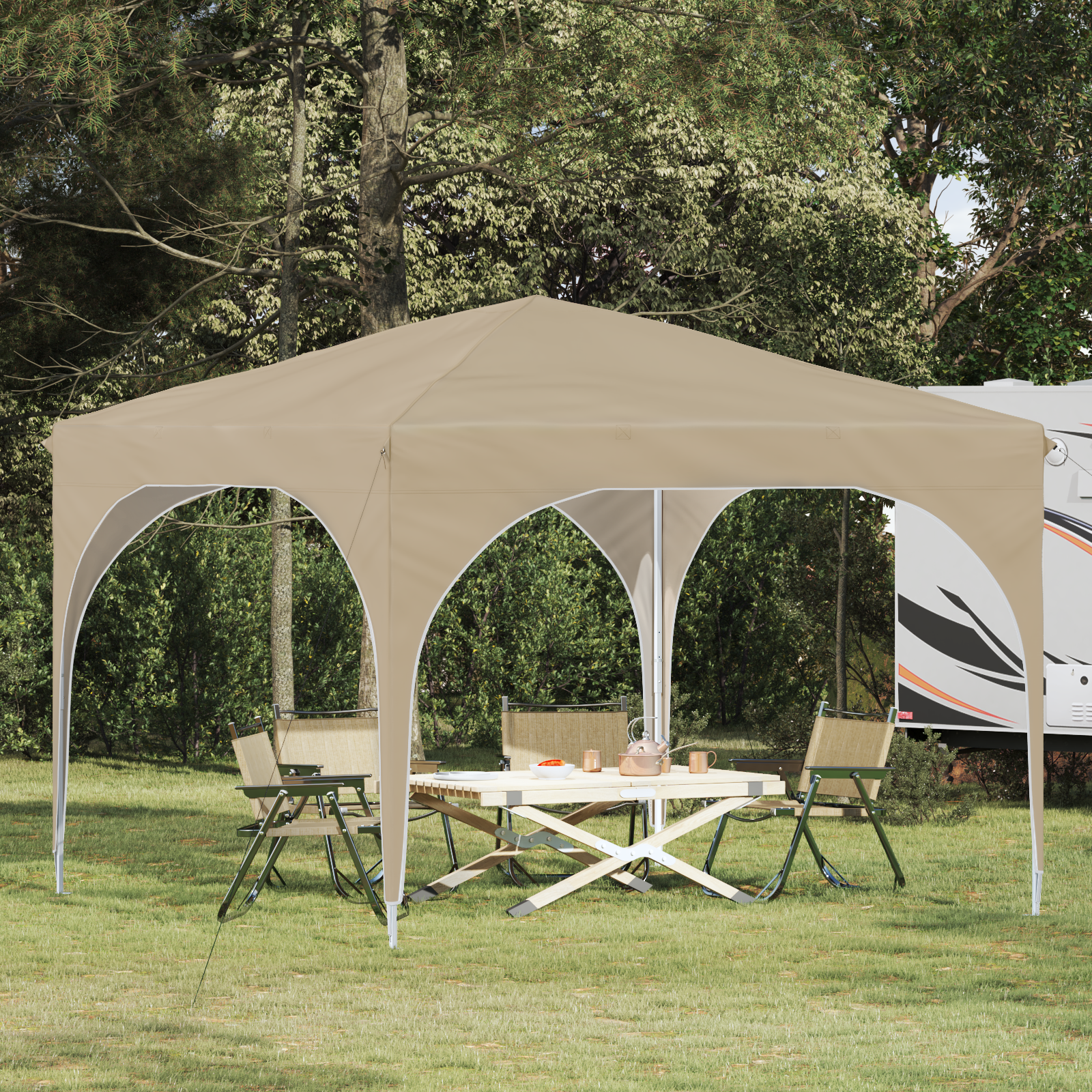 Pop-up svētku telts 290 x 290 x 245 cm Krēmkrāsa