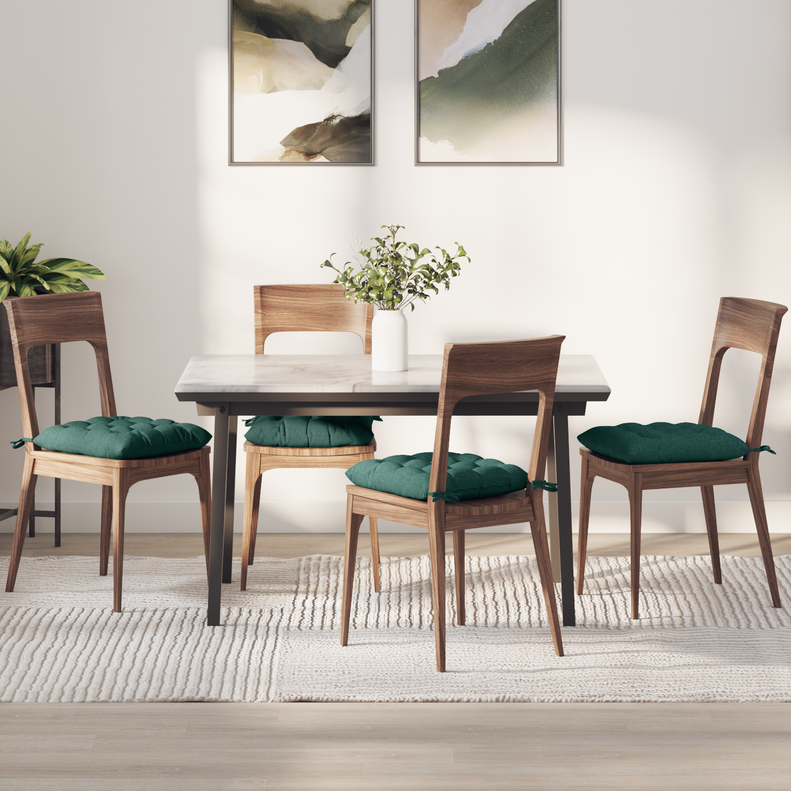Sėdynių pagalvėlės 2 pcs Tamsiai žalia 40 x 40 x 6 cm audinys
