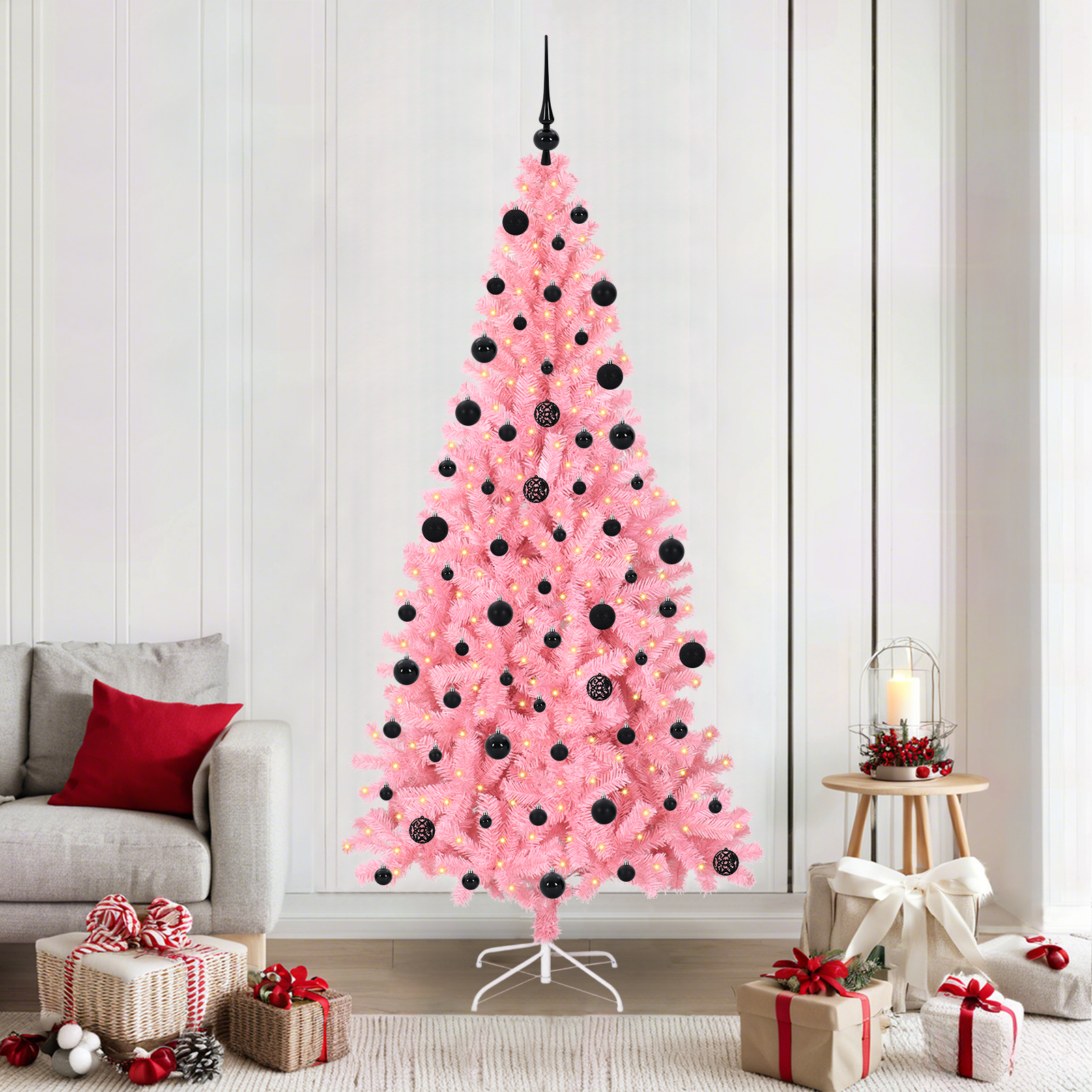 Ziemassvētku eglīte HORIZON AK, ar 300 LED statīvu, rozā, 210 cm.