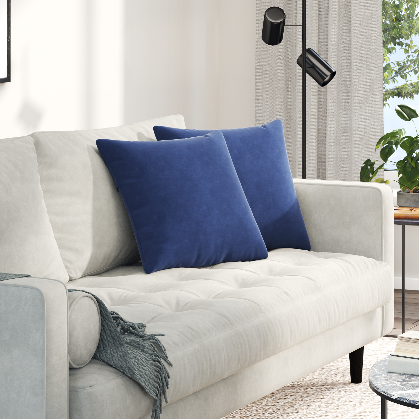 Sofa Cushions 2 pcs Police blue 45 x 45 cm