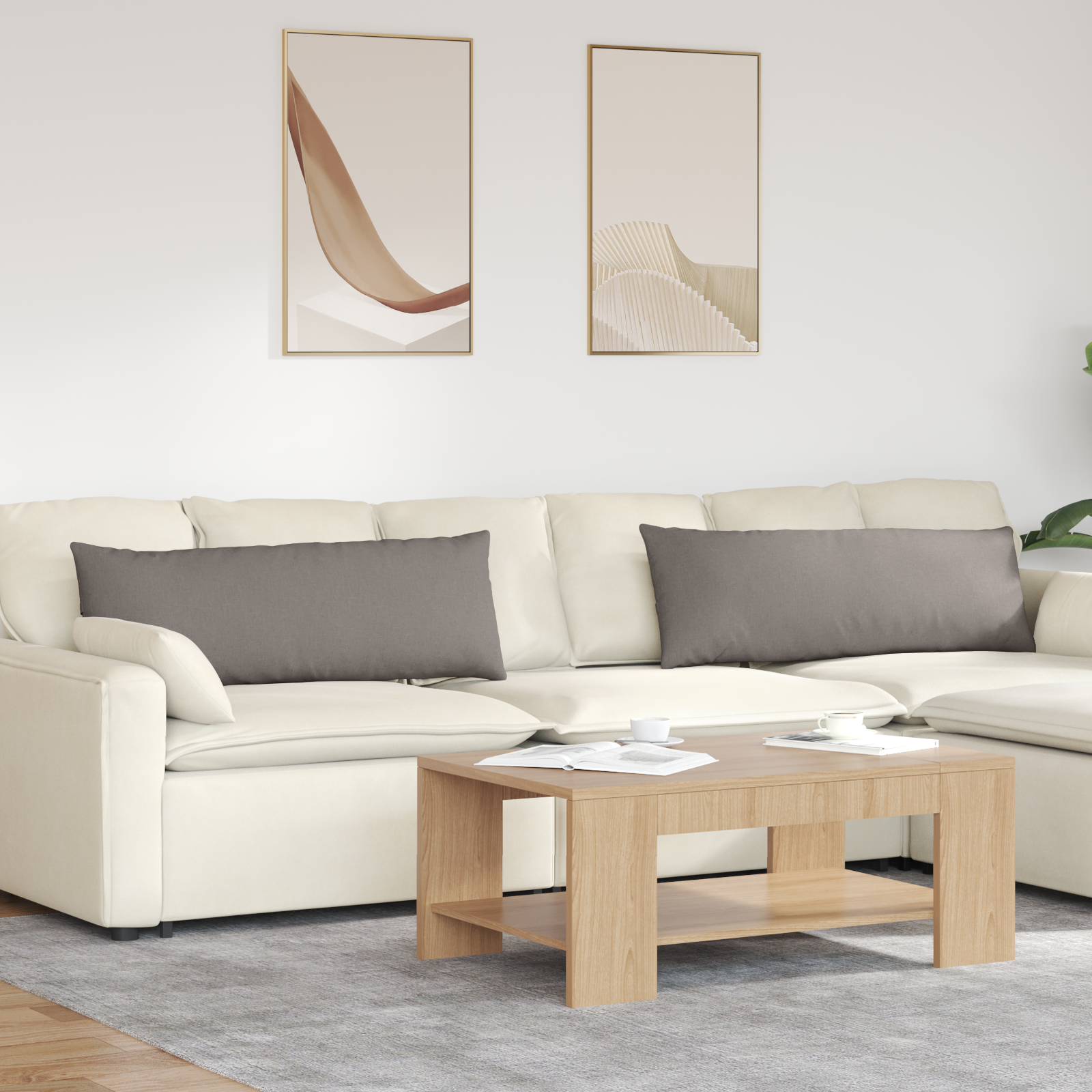 Sofa Pagalvės 2 pcs Taupe 120 x 40 cm audinys