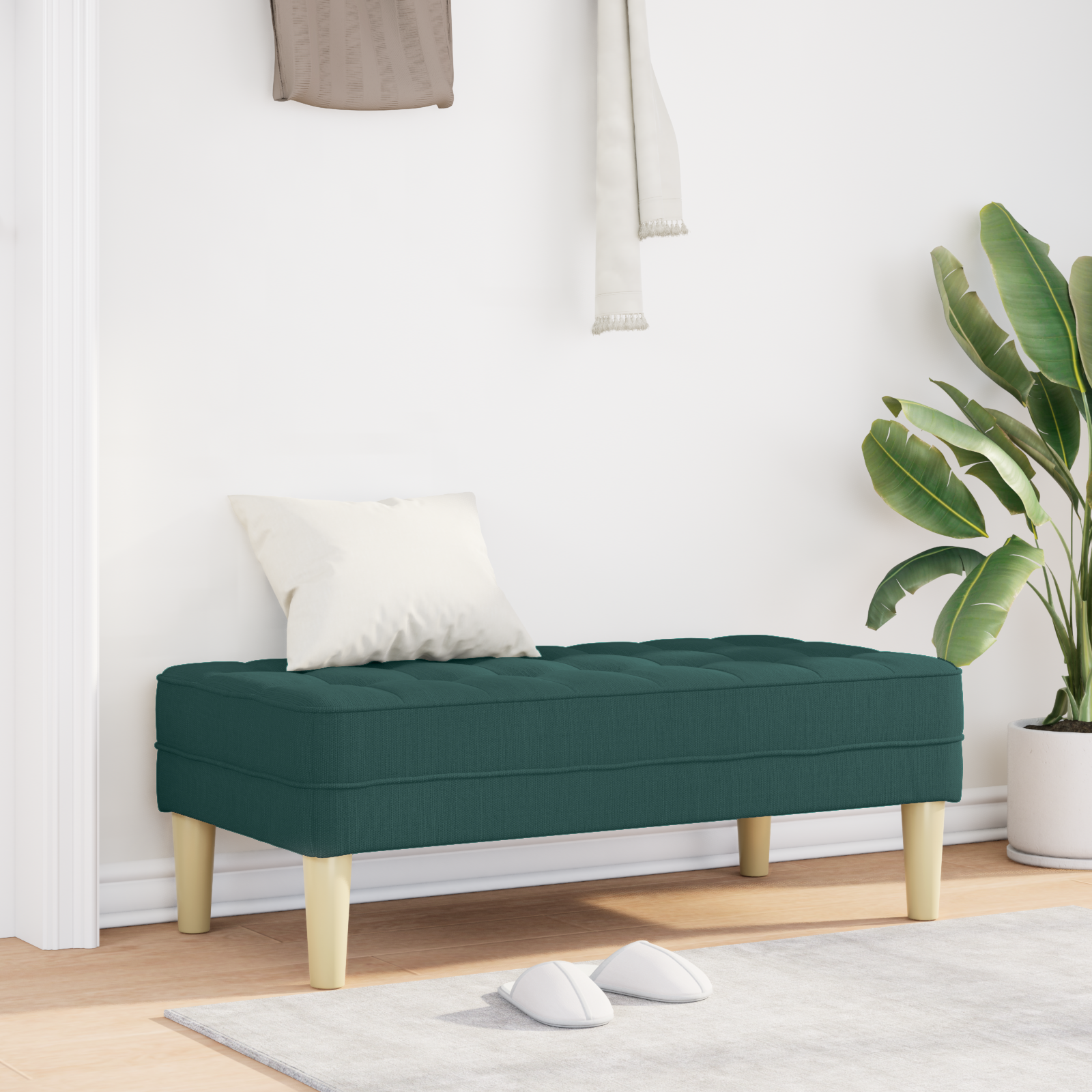 suoliukas su pagalve Tamsiai žalia 113 x 57 x 39 cm audinys