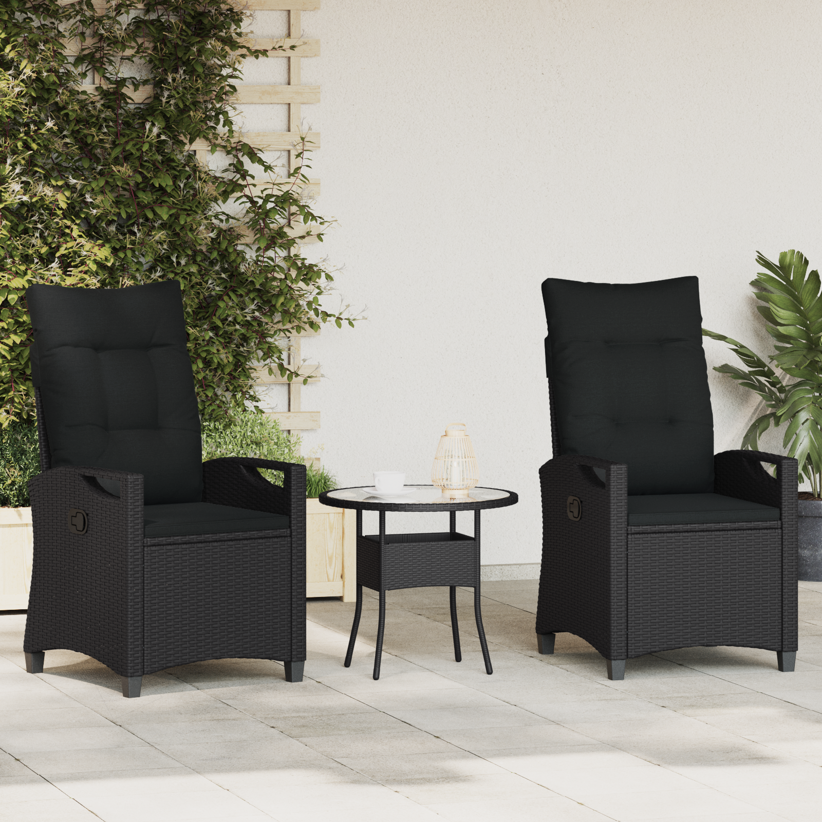Sodo Kėdė 2 pcs Juoda 56 x 64 x 94 cm Plienas ir poliesteris