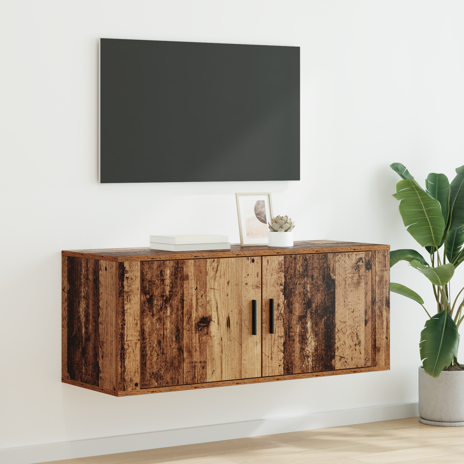 Wall-Mounted TV Cabinet Antique Wood