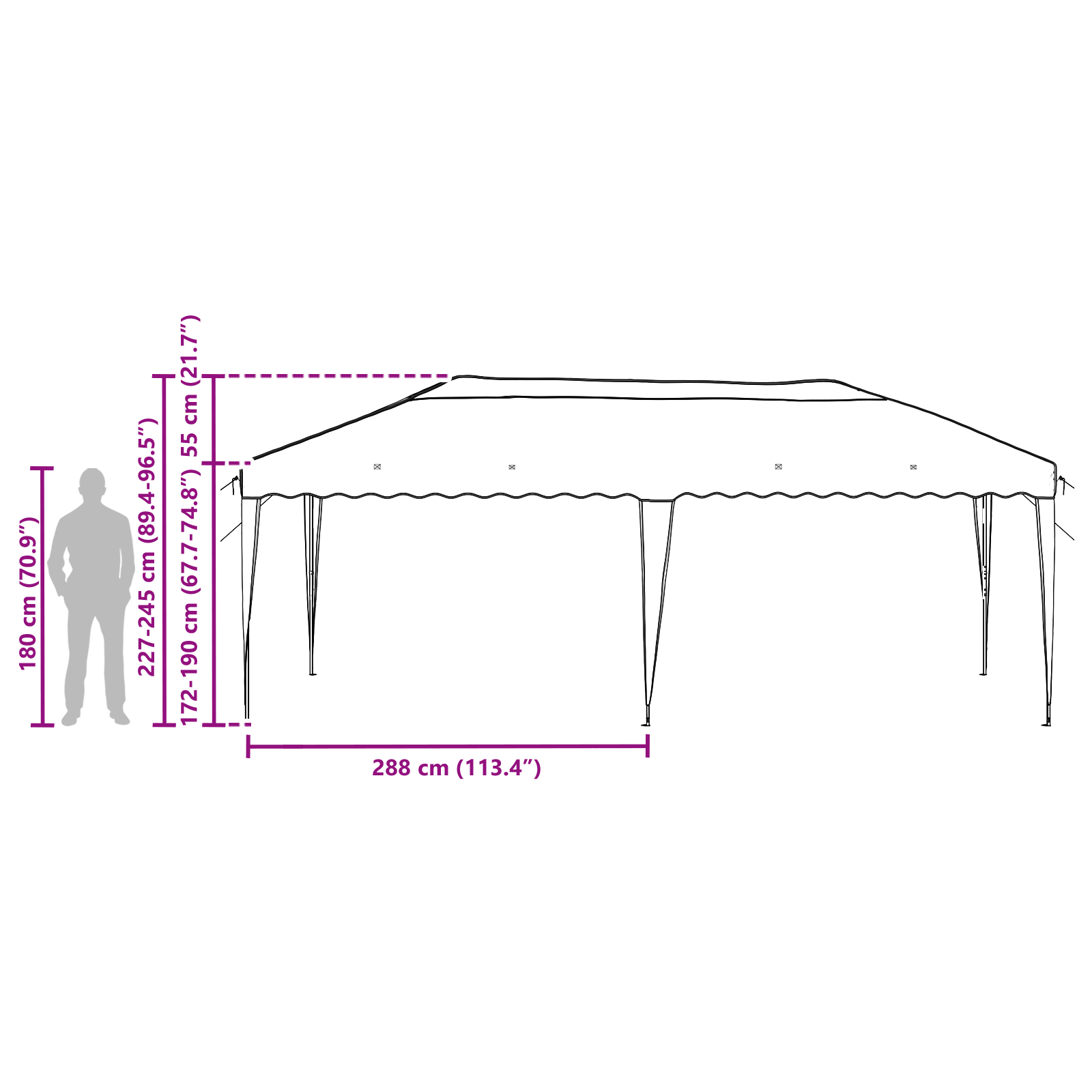 Pop-up šventinis palapinė 575 x 290 x 245 cm Žalia