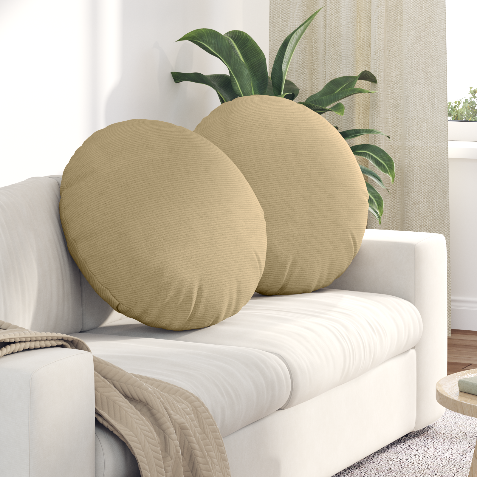 Seat cushions 2 pcs Grey-green Ø 80 cm