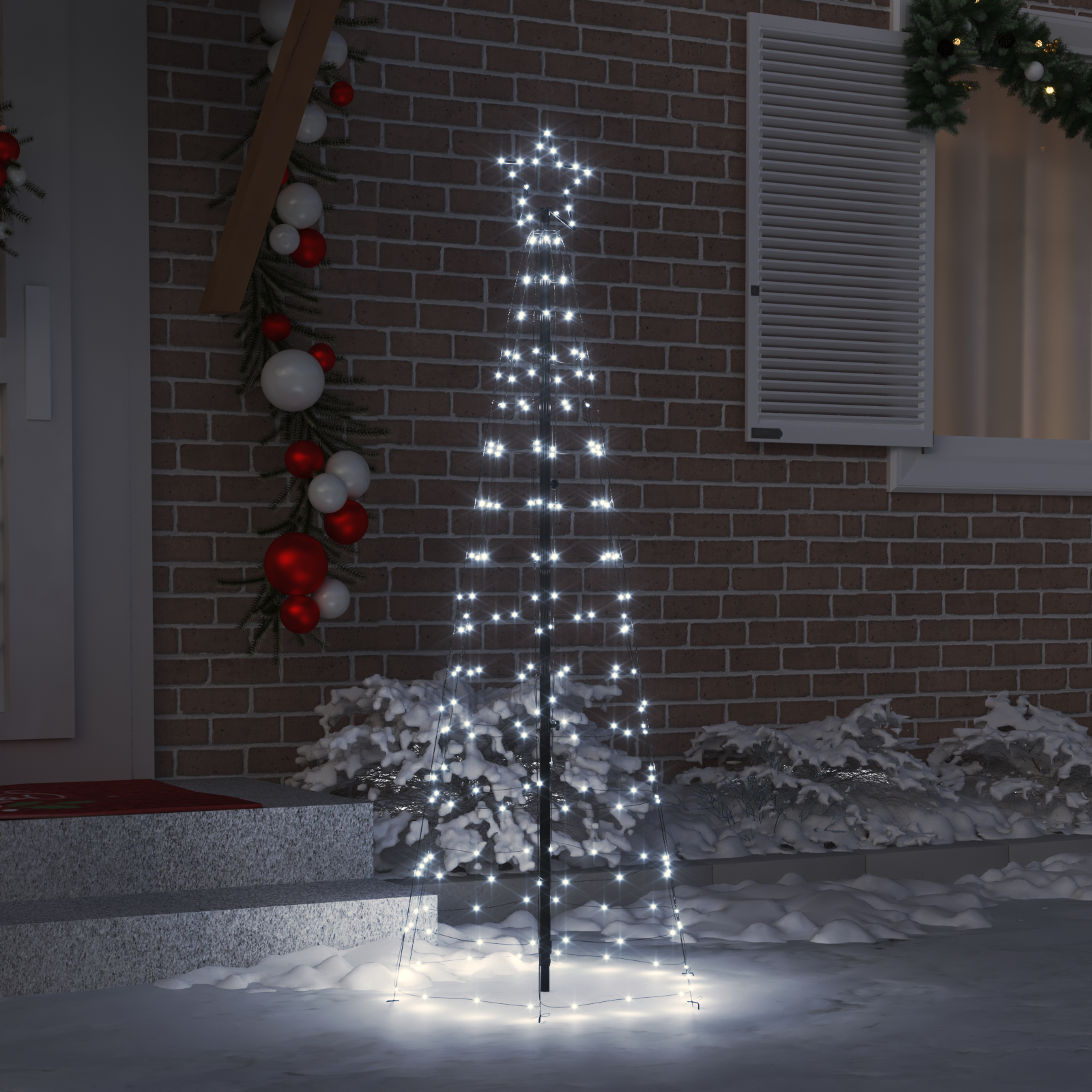 LED Kalėdinė eglutė HOLLOW EVERGREEN, su žemės kuoleliais Šalta balta 250 cm.