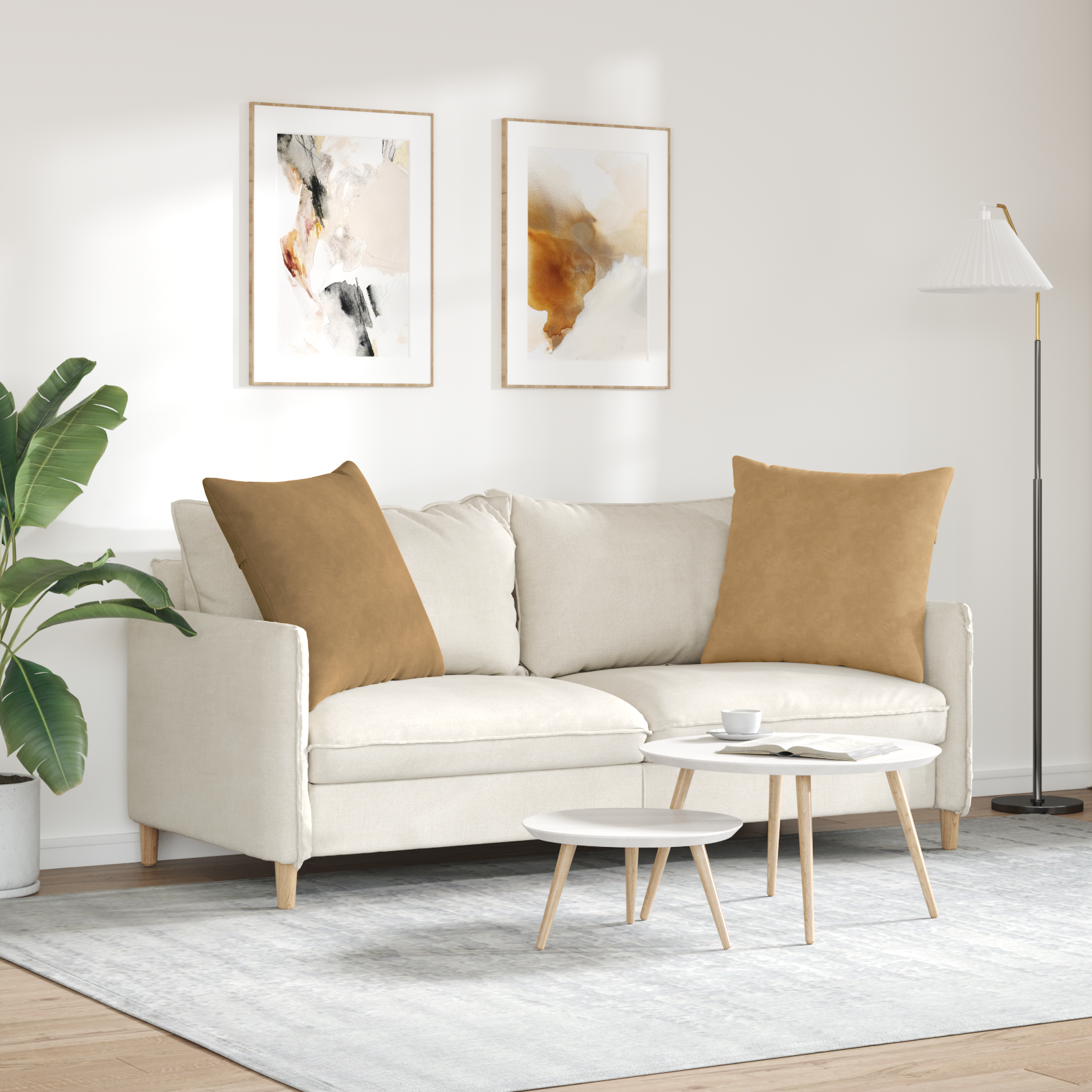 Sofa Pagalvės 2 pcs Ruda 80 x 80 cm Kordūrinis audinys