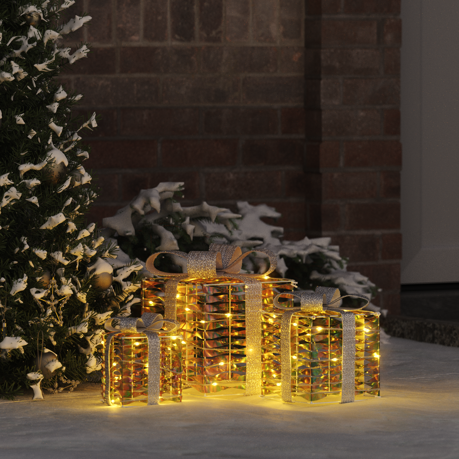 Dovanų Dėžė su 60 LED 3 pcs Šilta balta 20 x 20 x 20 cm PET