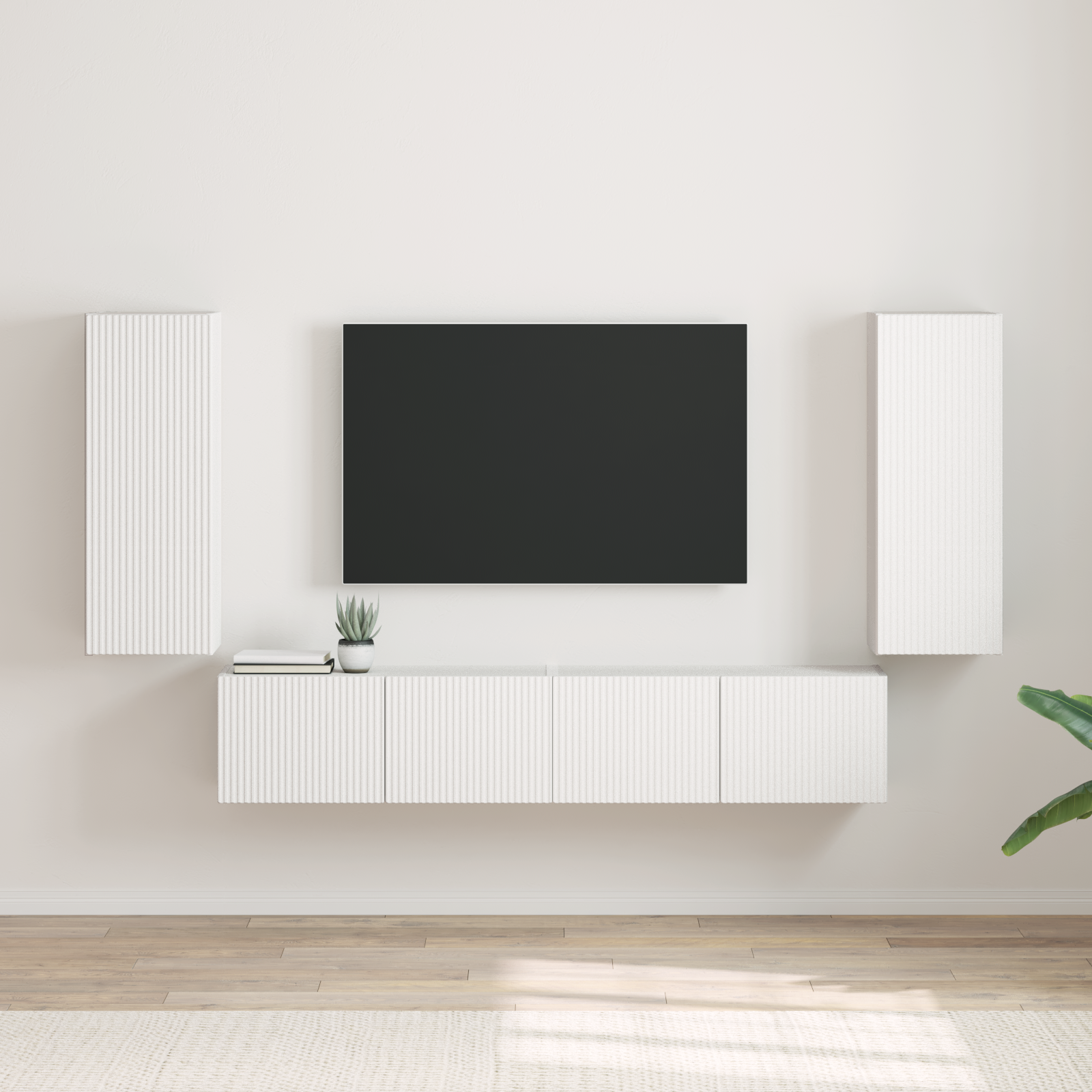 TV sieninė spintelė 2 pcs Balta 30 x 31 x 80 cm