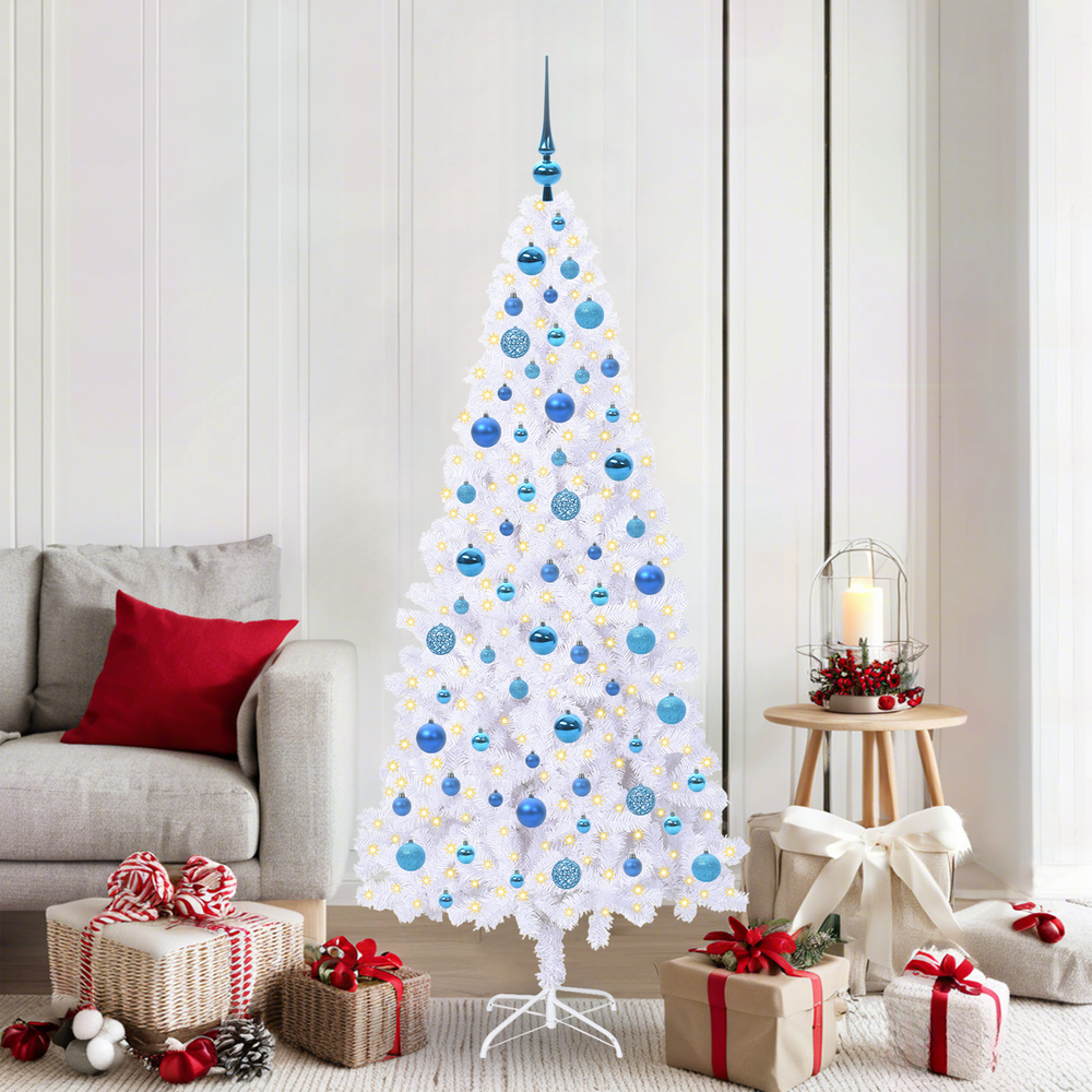Artificial Christmas Tree with 300 LEDs White 180 cm PVC and Steel
