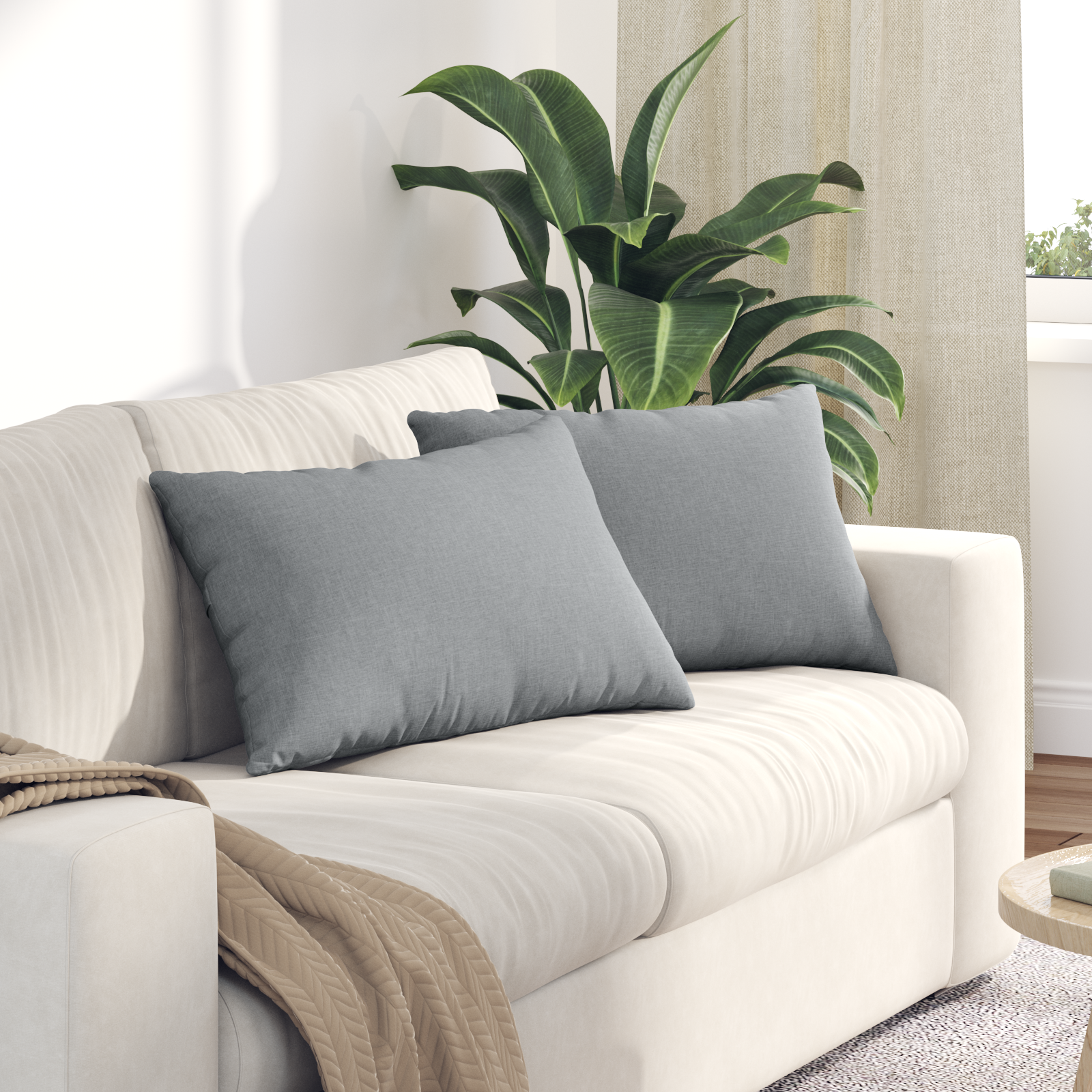 Sofa Pagalvės 2 pcs Šviesiai pilka 60 x 40 cm audinys