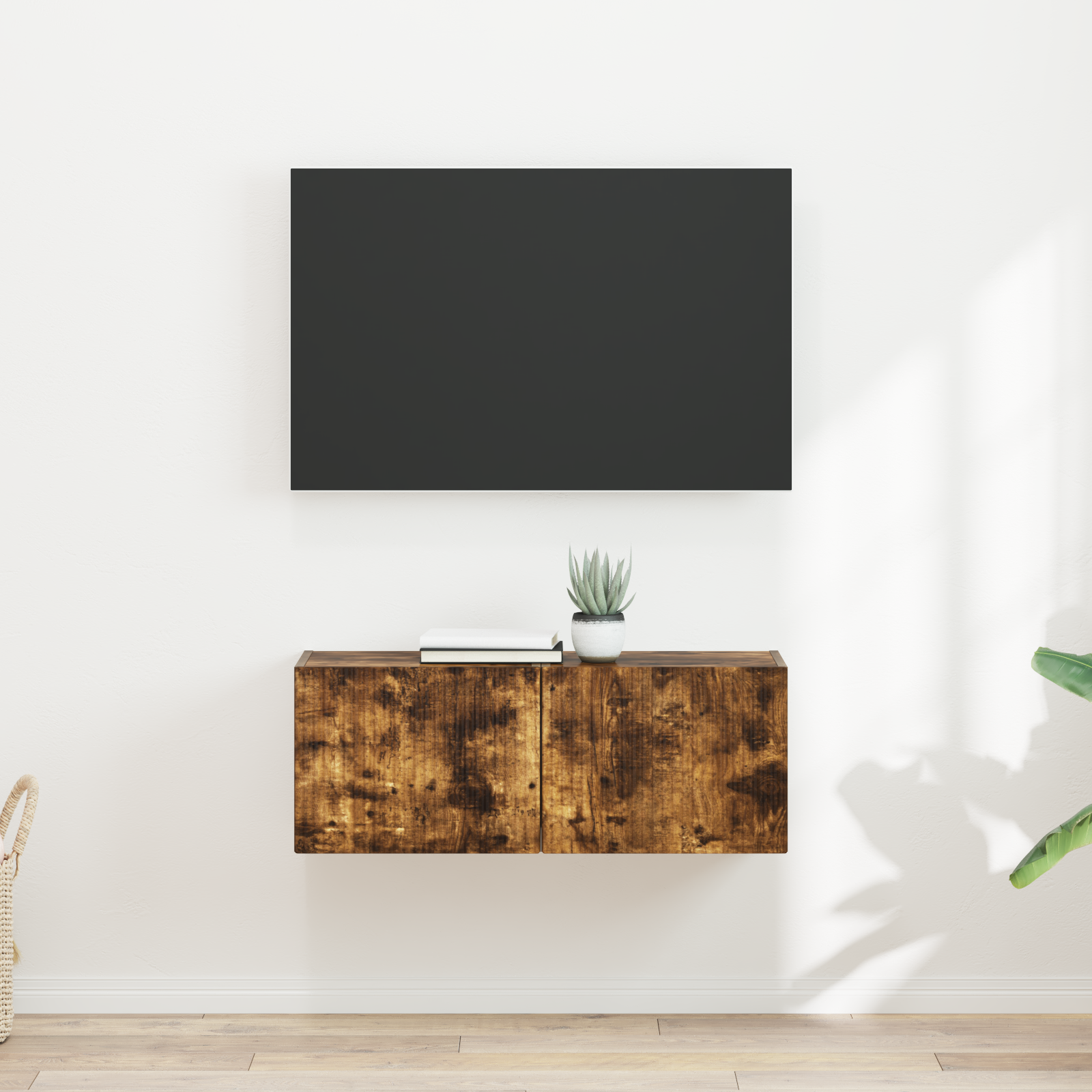 TV sieninė spintelė 2 pcs Rūkyta ąžuolas 39 x 31 x 29,5 cm