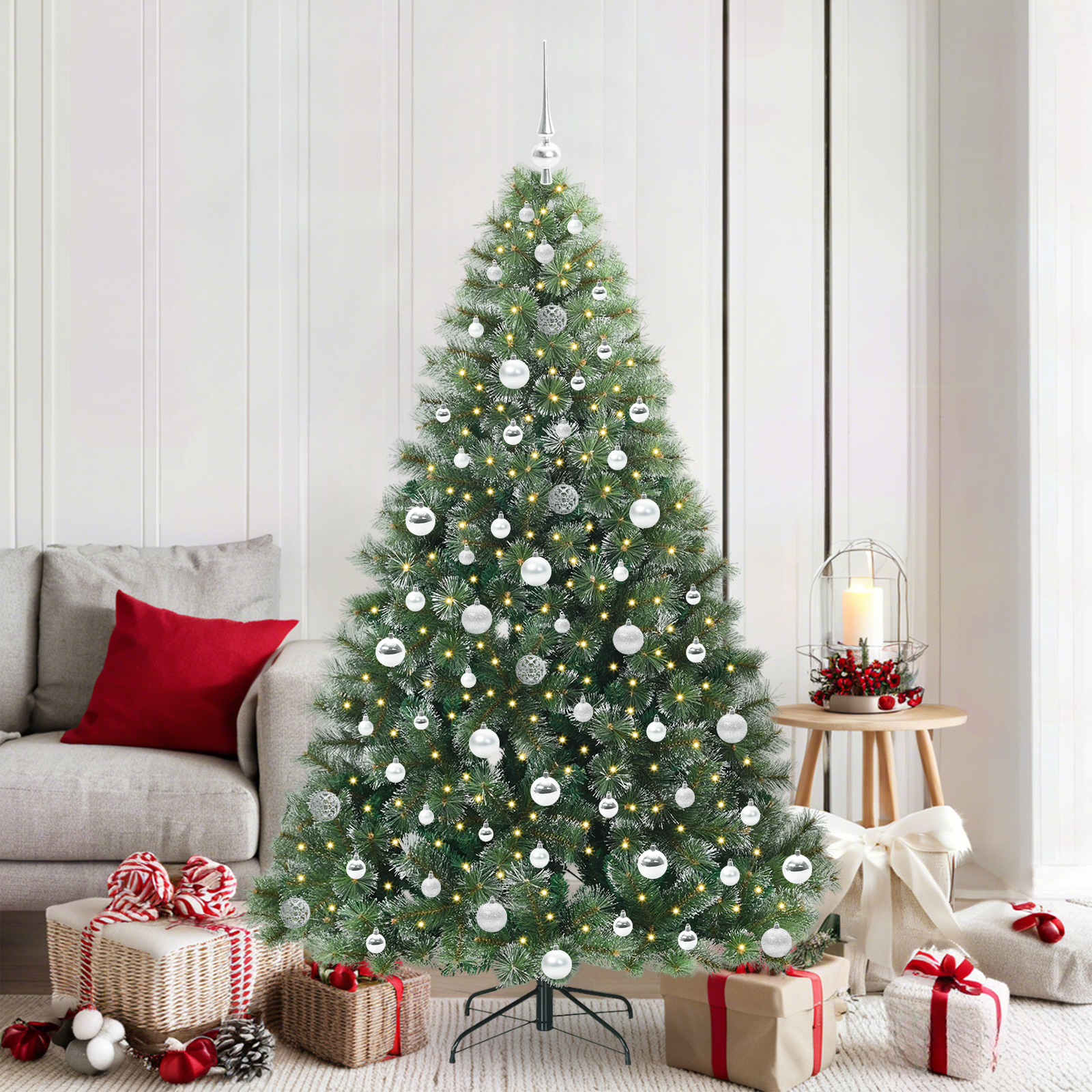 Mākslīgā Ziemassvētku eglīte ar 300 LED, zaļa, 180 cm, PE un PVC
