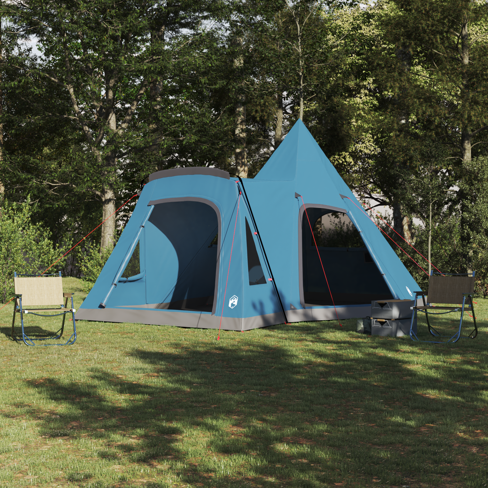 Tipi telts 5 personām ar jumtu, zila, 545 x 450 x 295 cm
