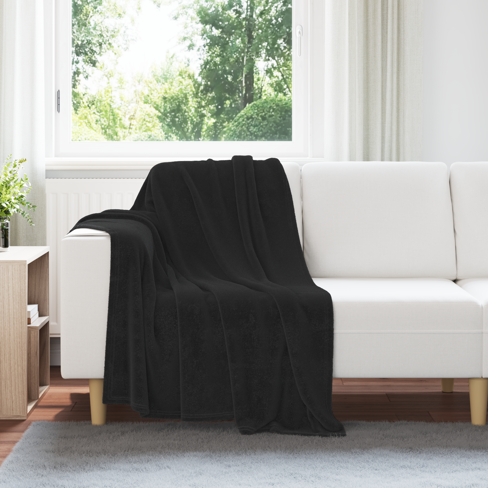 Pleds 6 gab. melns 130 x 150 cm flīss