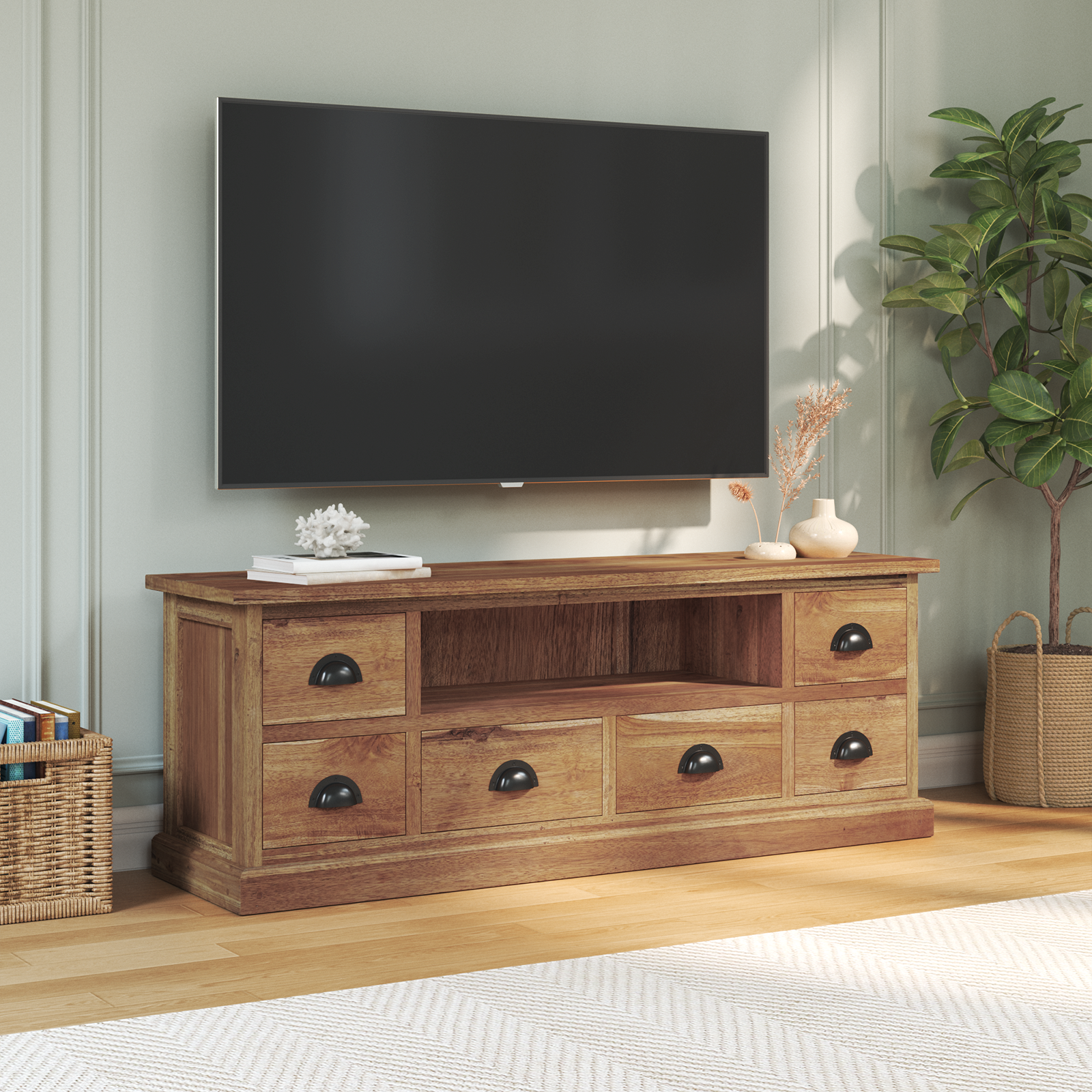 Televizora statīvs ar atvilktnēm dabīgs 110 x 30 x 40 cm