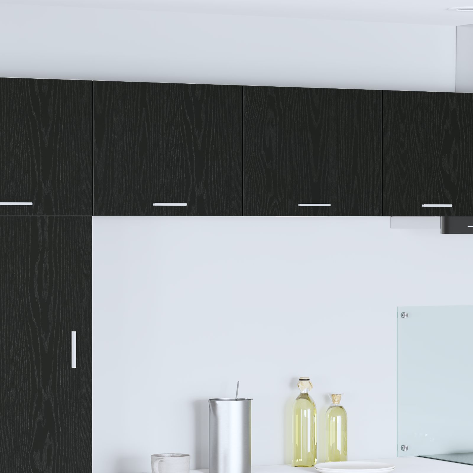 Wall cabinet Riga 2 pcs Black oak and white