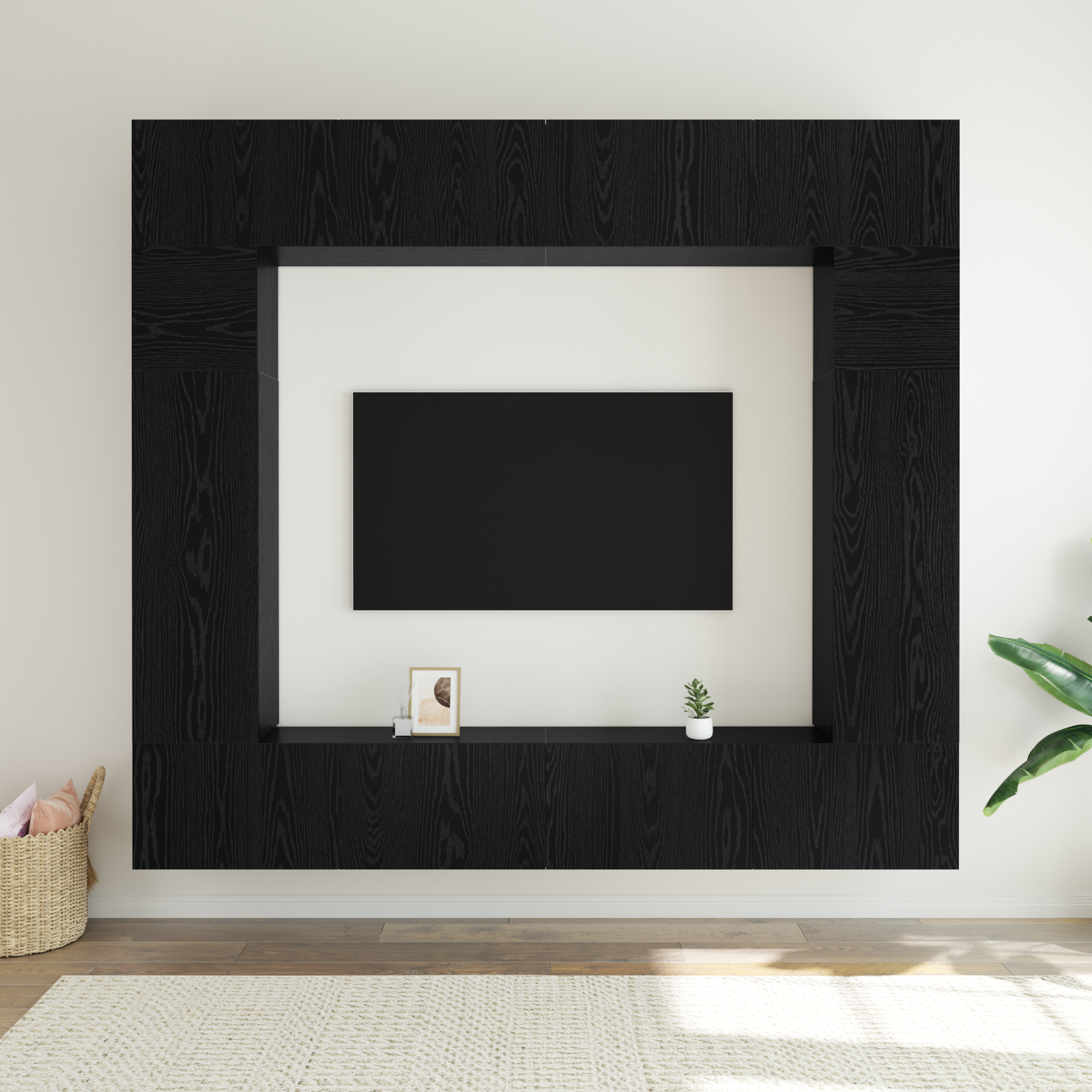 TV spintelių komplektas 8 pcs Juodas ąžuolas Apdirbta mediena