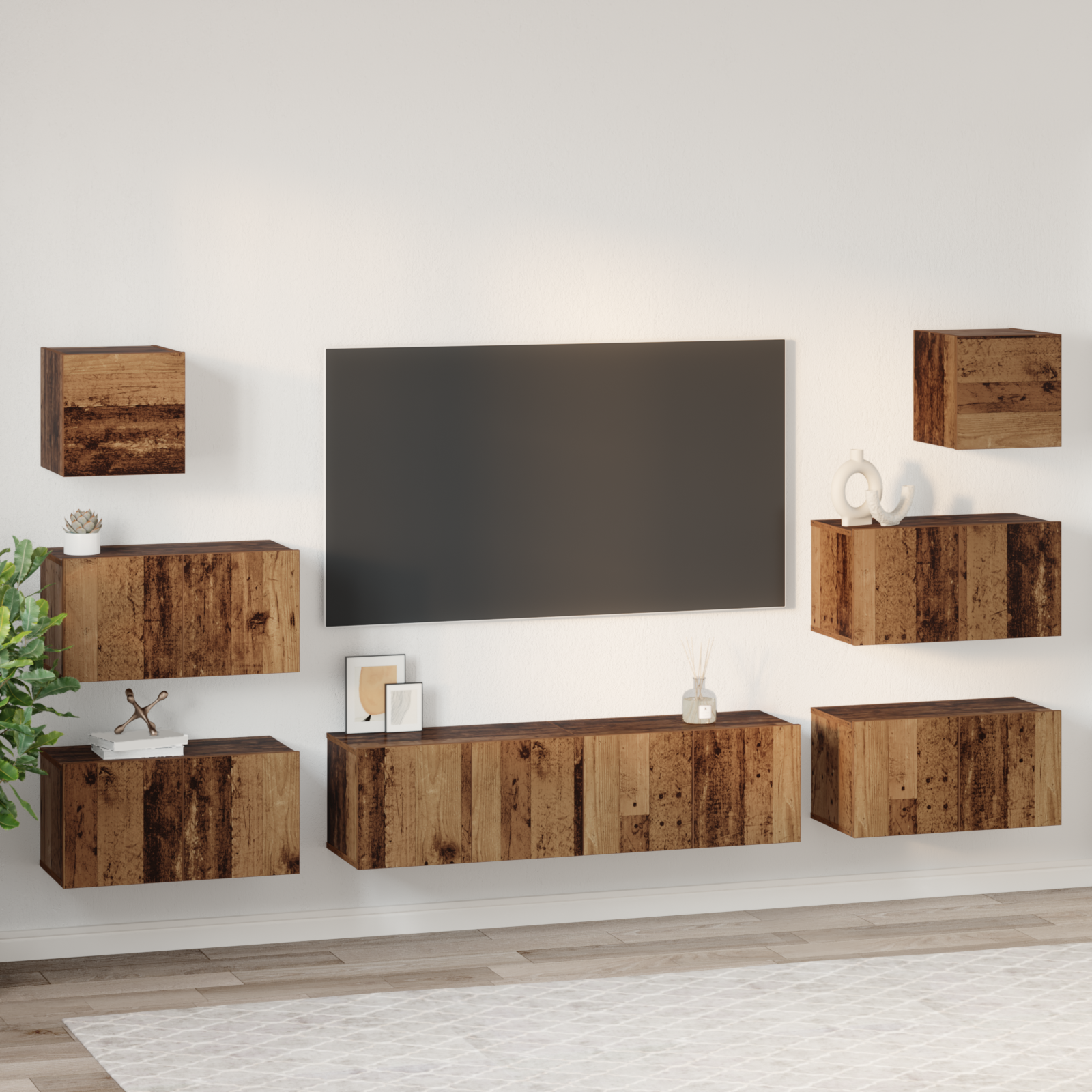 TV spintelių komplektas 8 pcs Senovinis medis Apdirbta mediena
