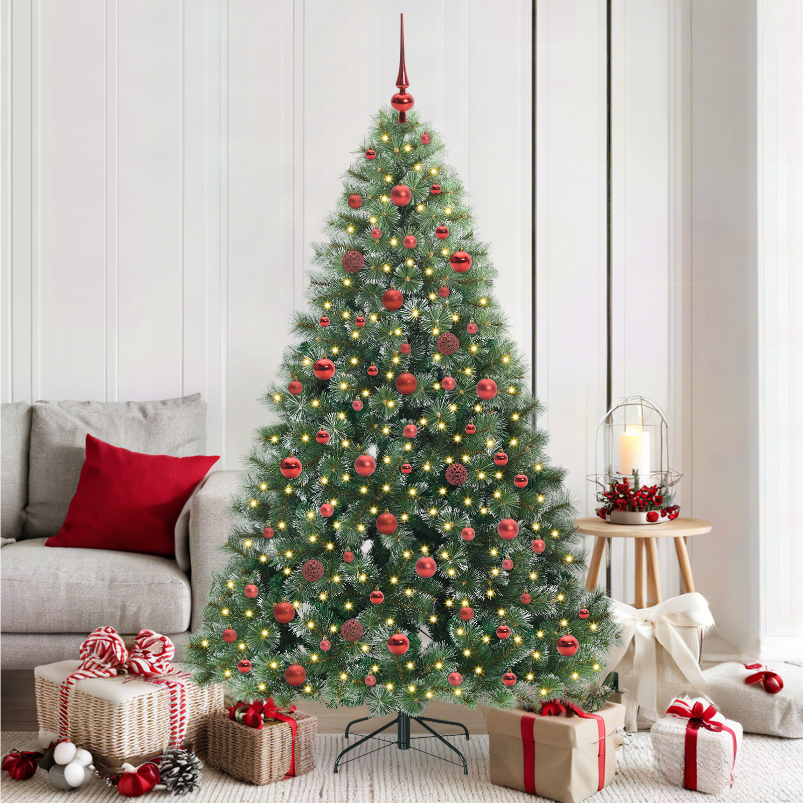 Mākslīgā Ziemassvētku eglīte ar 300 LED, zaļa, 180 cm, PE un PVC