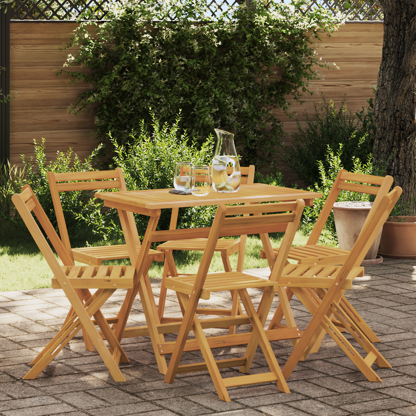 Sulankstomos sodo kėdės 6 pcs Natūrali 40 x 53 x 80 cm