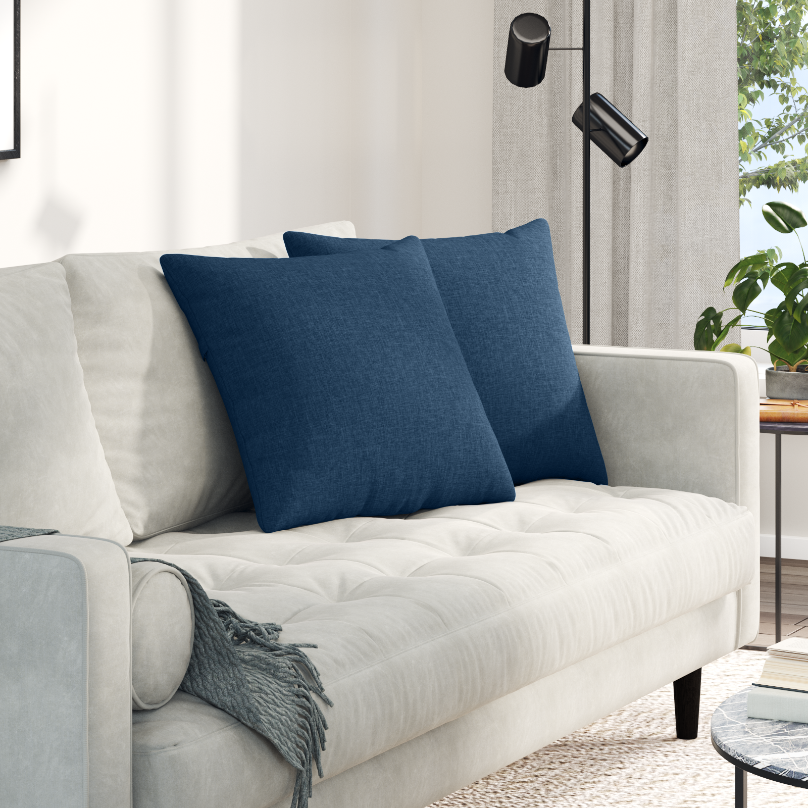 Sofa Cushions 2 pcs Blue 50 x 50 cm fabric
