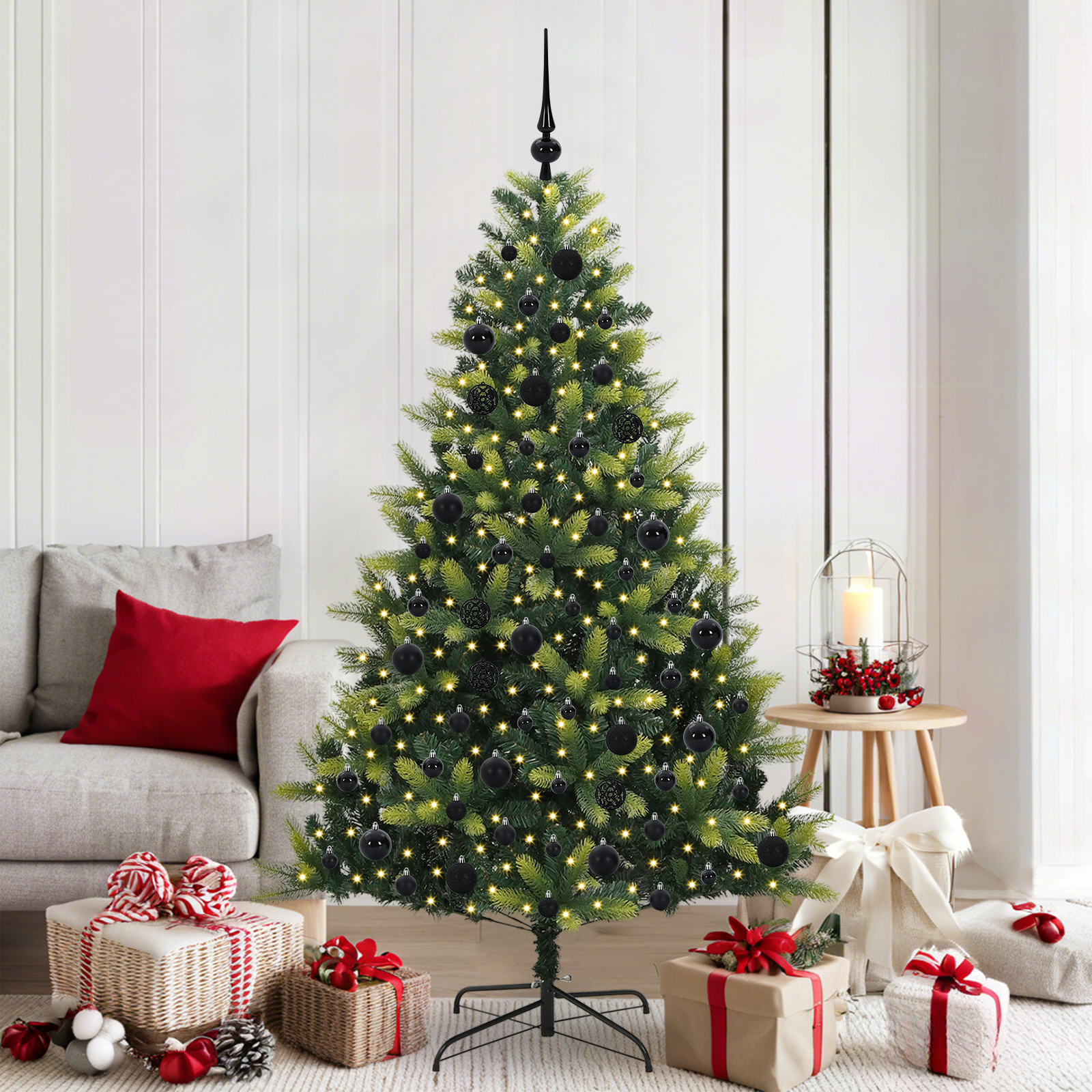 Mākslīgā salokāmā Ziemassvētku egle ar 300 LED zaļa 180 cm