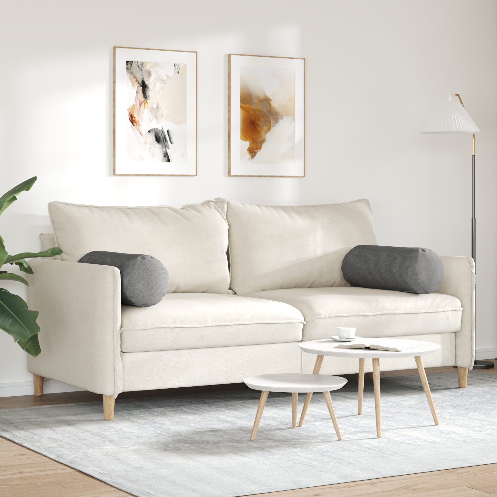 Pagalvės 2 pcs Tamsiai pilka Ø 25 x 70 cm Kordūrinis audinys