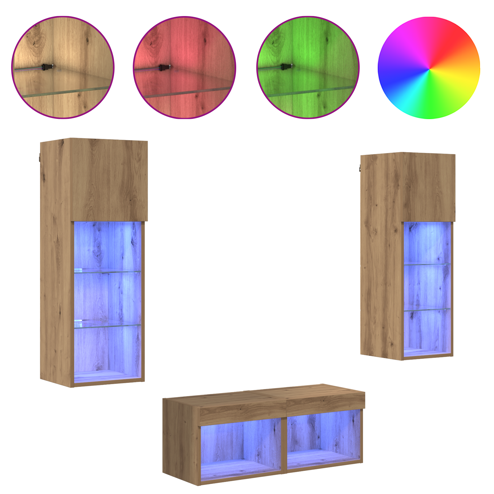 TV sieniniai spintelės 4 pcs Juodas ąžuolas 40 x 30 x 30 cm