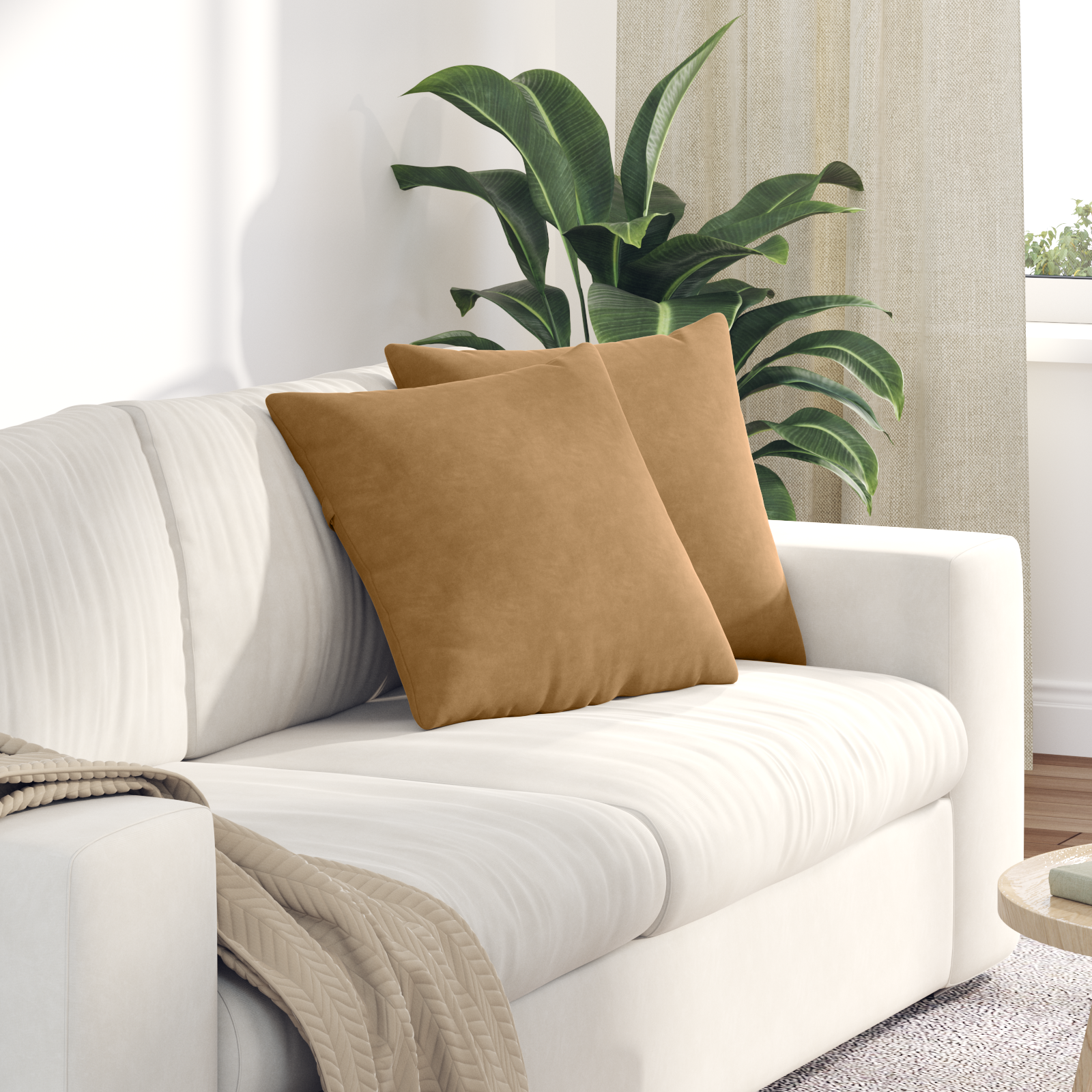 Sofa Cushions 2 pcs Brown 45 x 45 cm Corduroy fabric