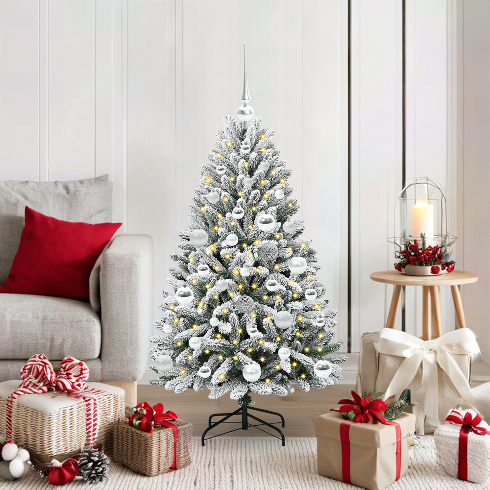 Artificial Christmas tree Green and white 120 cm PVC and metal