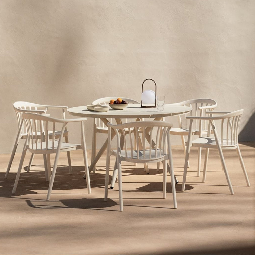 Outdoor set VALERIE, white, 6 chairs