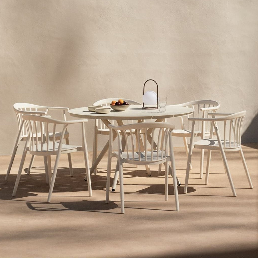 Outdoor set VALERIE, white, 6 chairs