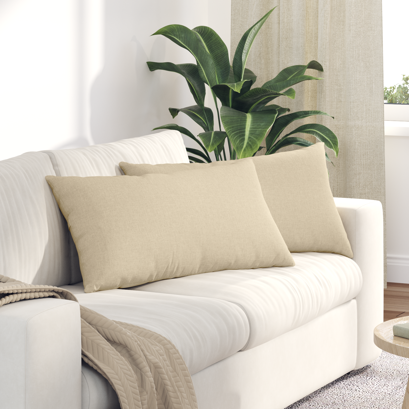 Sofa Pagalvės 2 pcs Kreminė 80 x 40 cm audinys