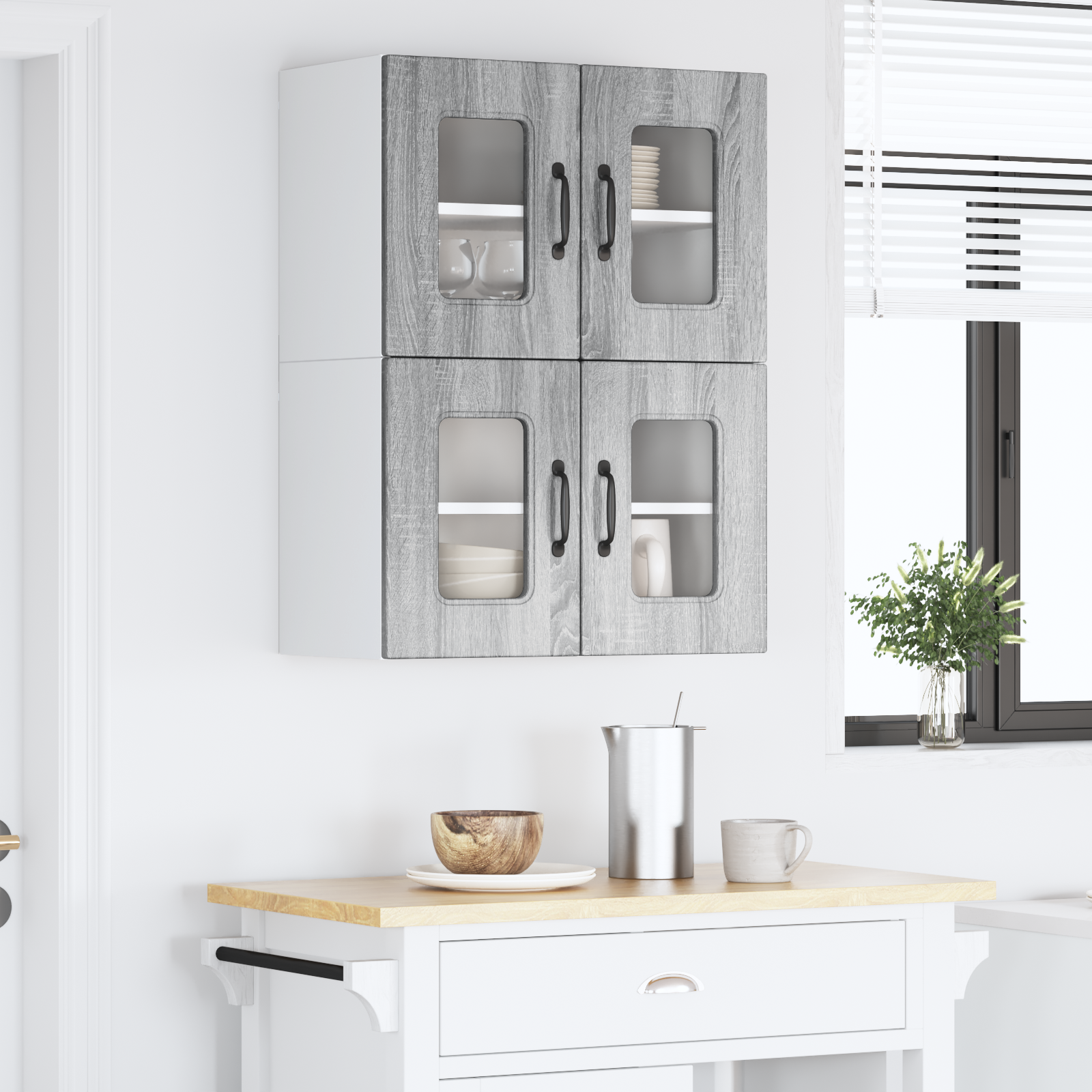 Virtuvės sieninė spintelė 2 pcs Pilkas Sonoma 60 x 31 x 40 cm