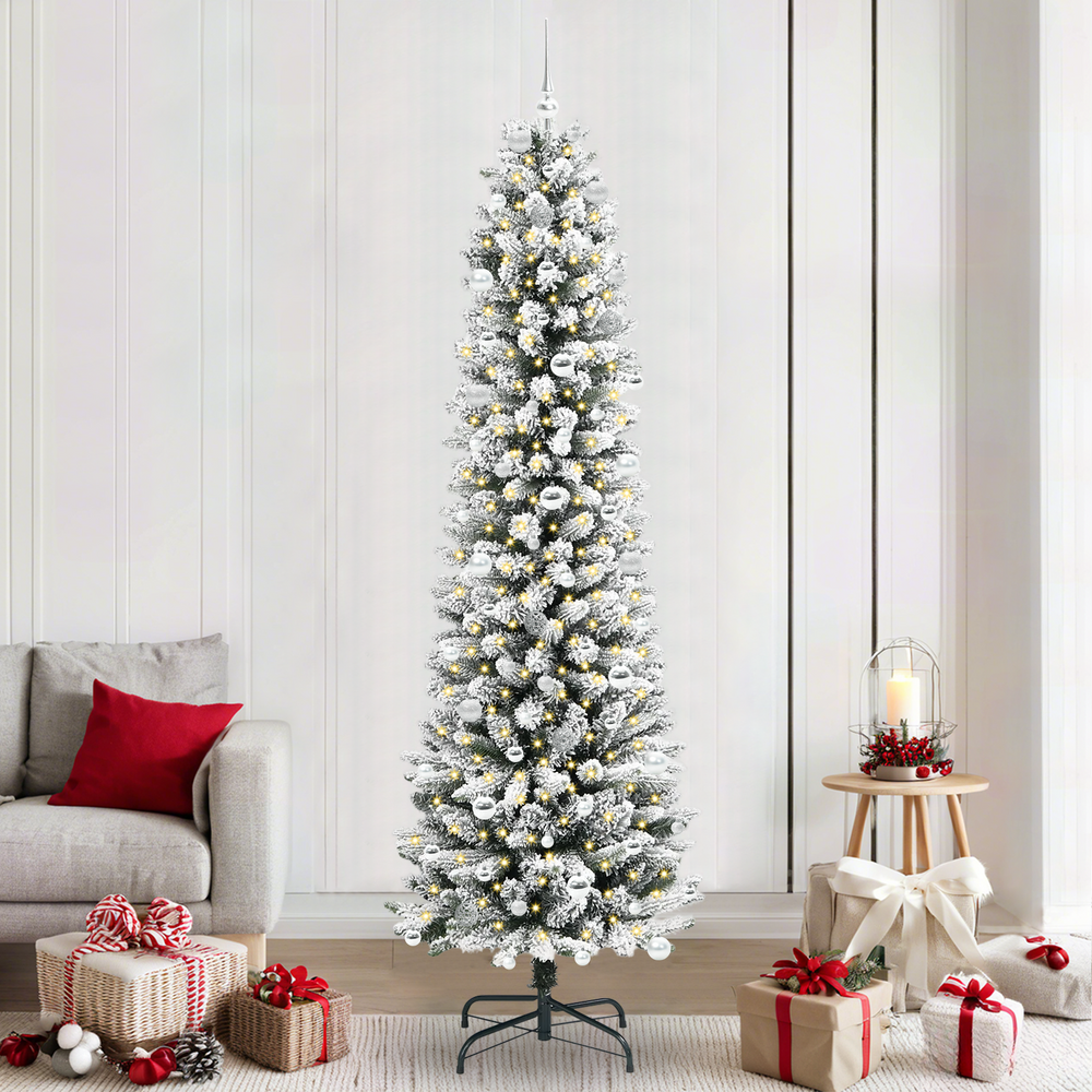 Artificial Christmas Tree White 240 cm PVC and Metal and Plastic