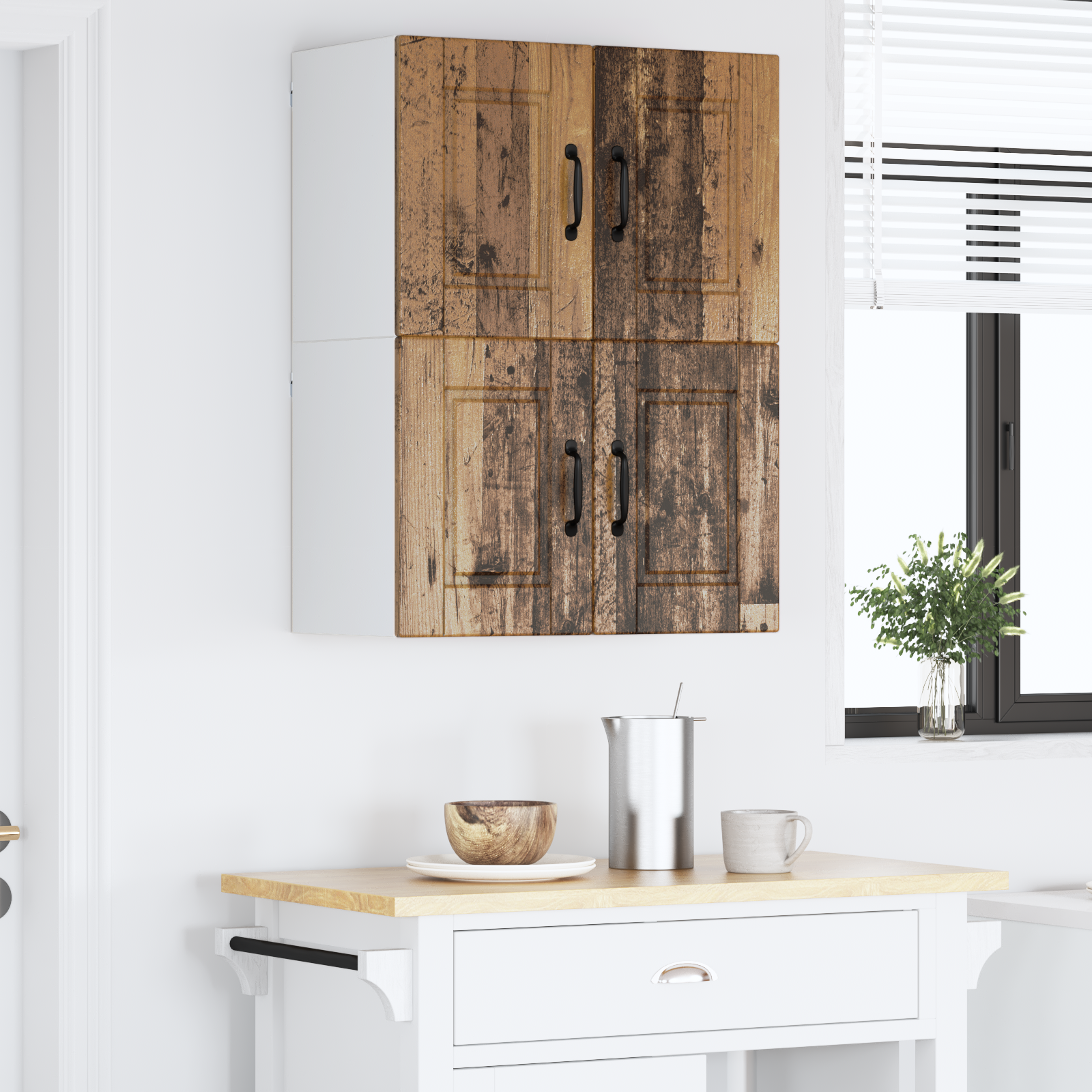 Virtuvės spintelė su lentyna 2 pcs Senas medis 60 x 31 x 40 cm