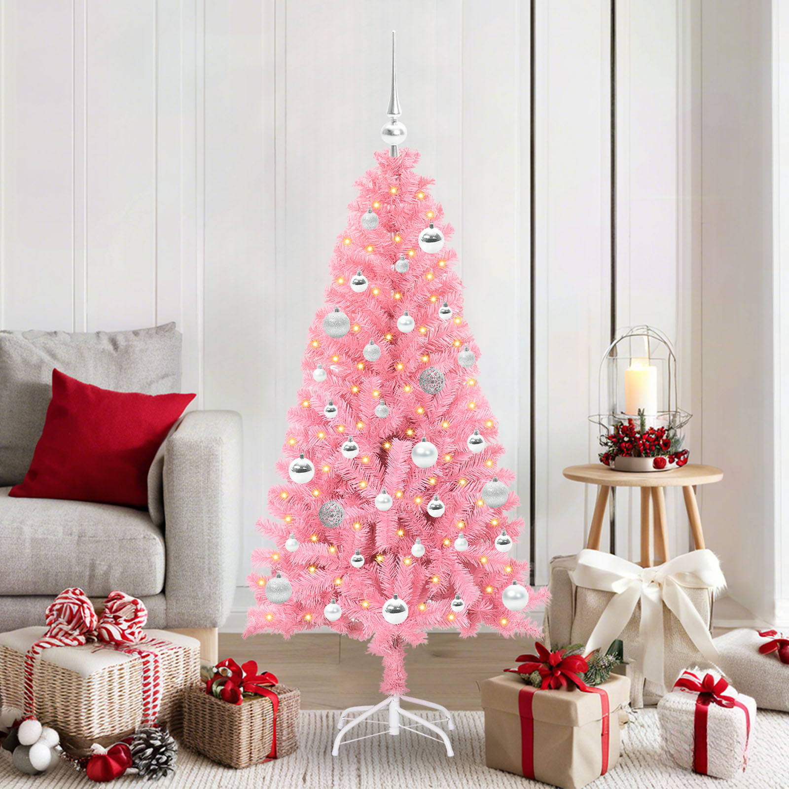 Kalėdų eglutė AURORA WINTER, su 150 LED stovu Rožinė 150 cm.