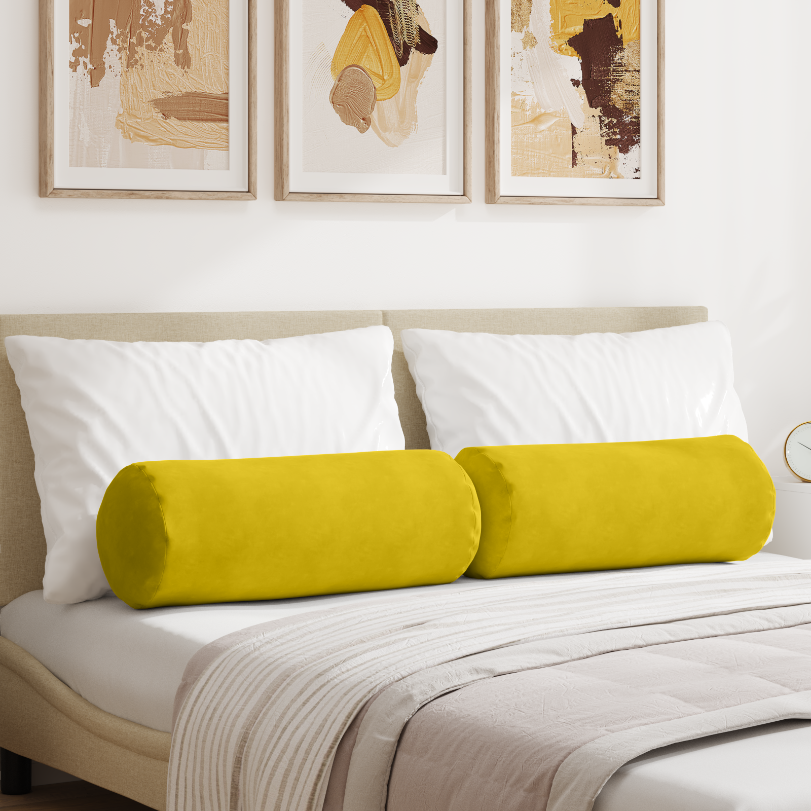 Pagalvės 2 pcs Geltona Ø 25 x 70 cm Kordūrinis audinys
