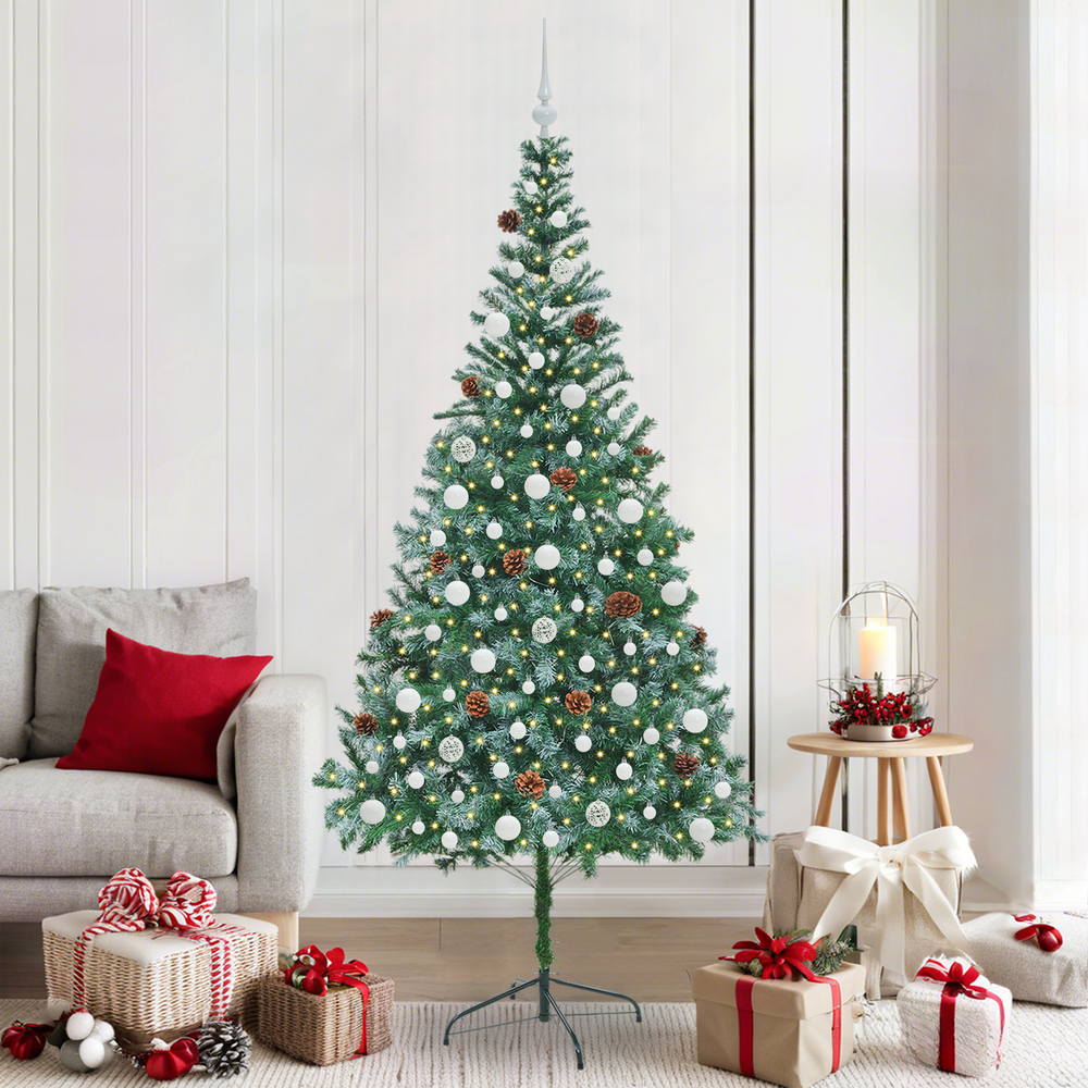Artificial Christmas Tree with 300 LEDs Green 210 cm PVC and Steel
