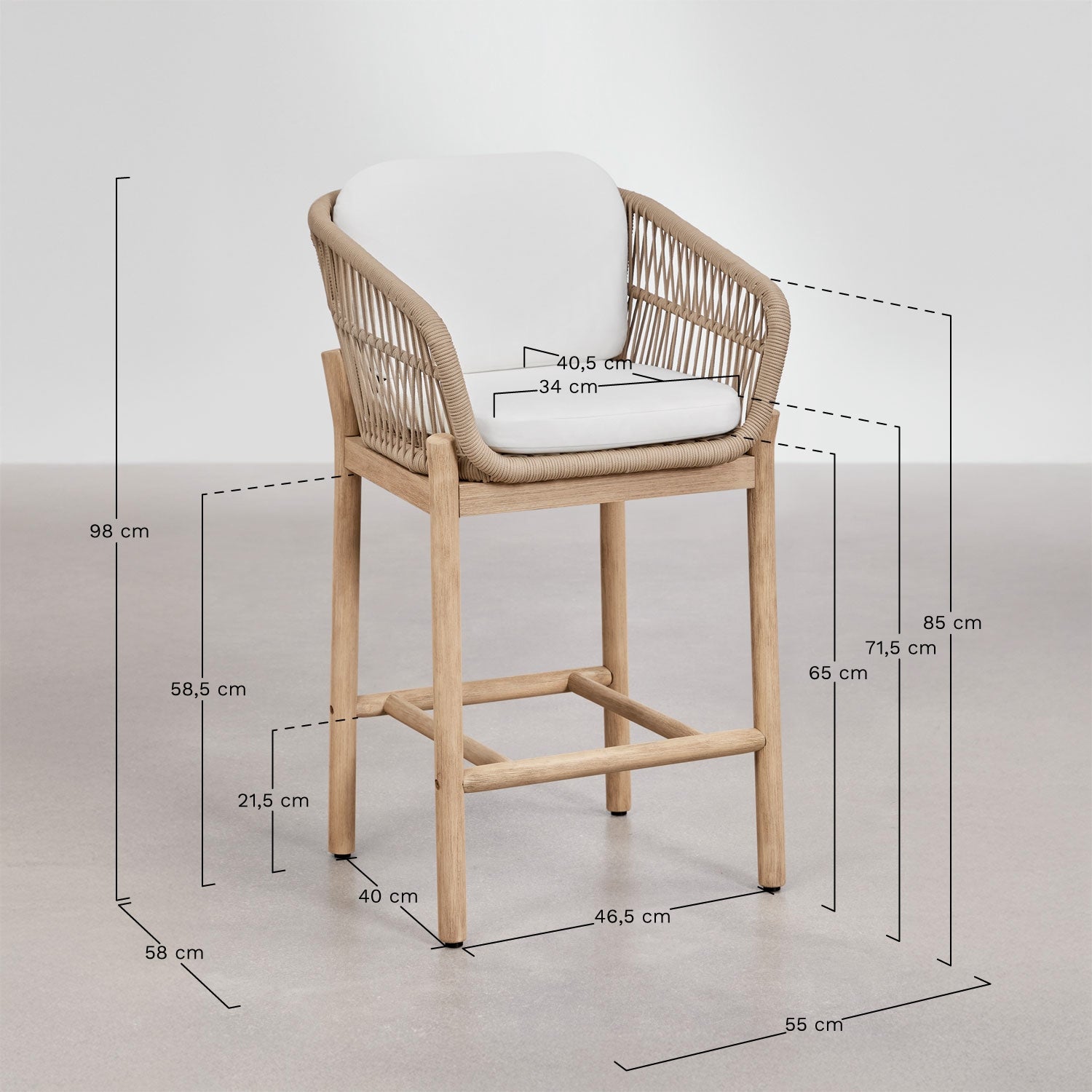 Bar stool AKACIJA, acacia, 65 cm