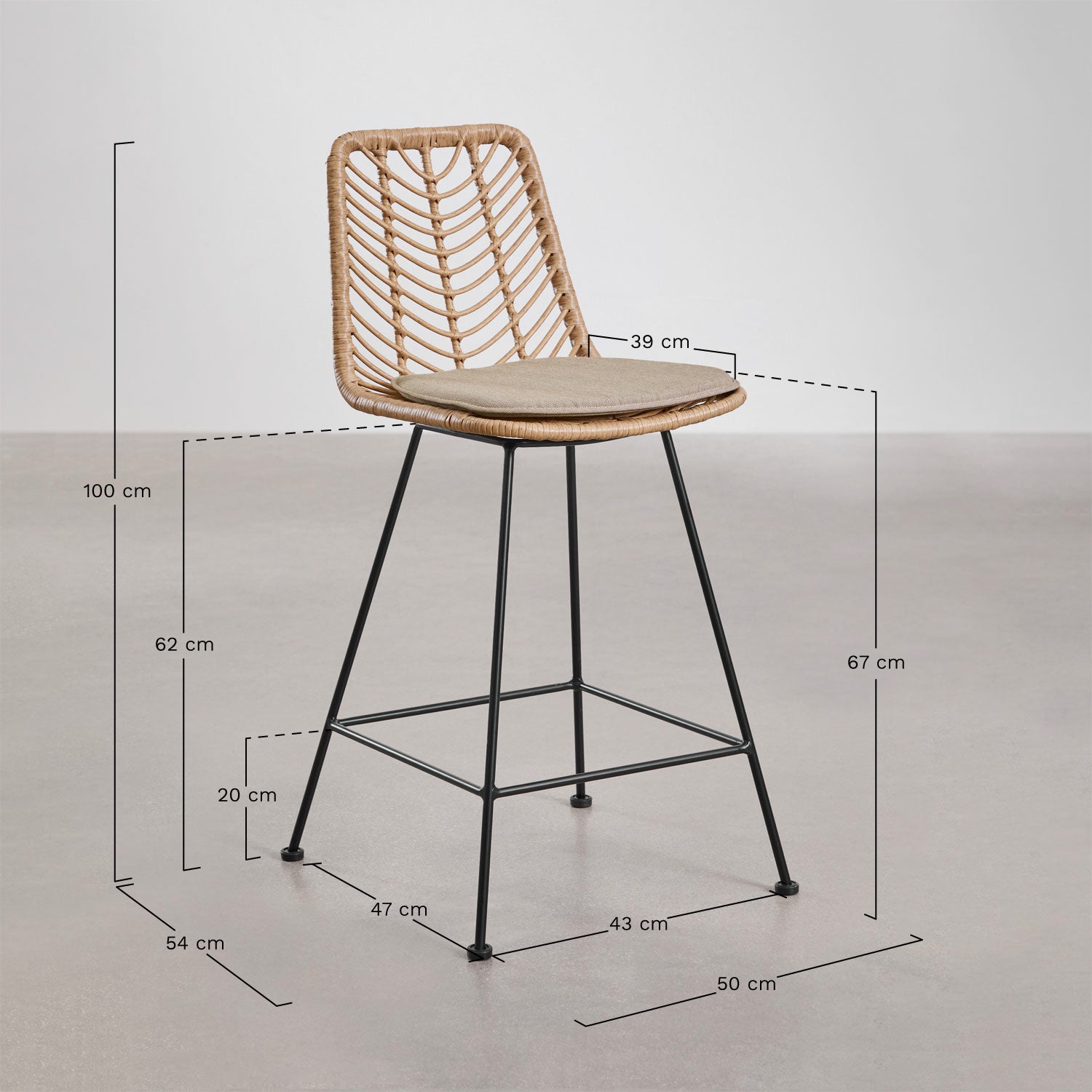 Bāra krēsls GRANO, medus, 75 cm (2 gab.)