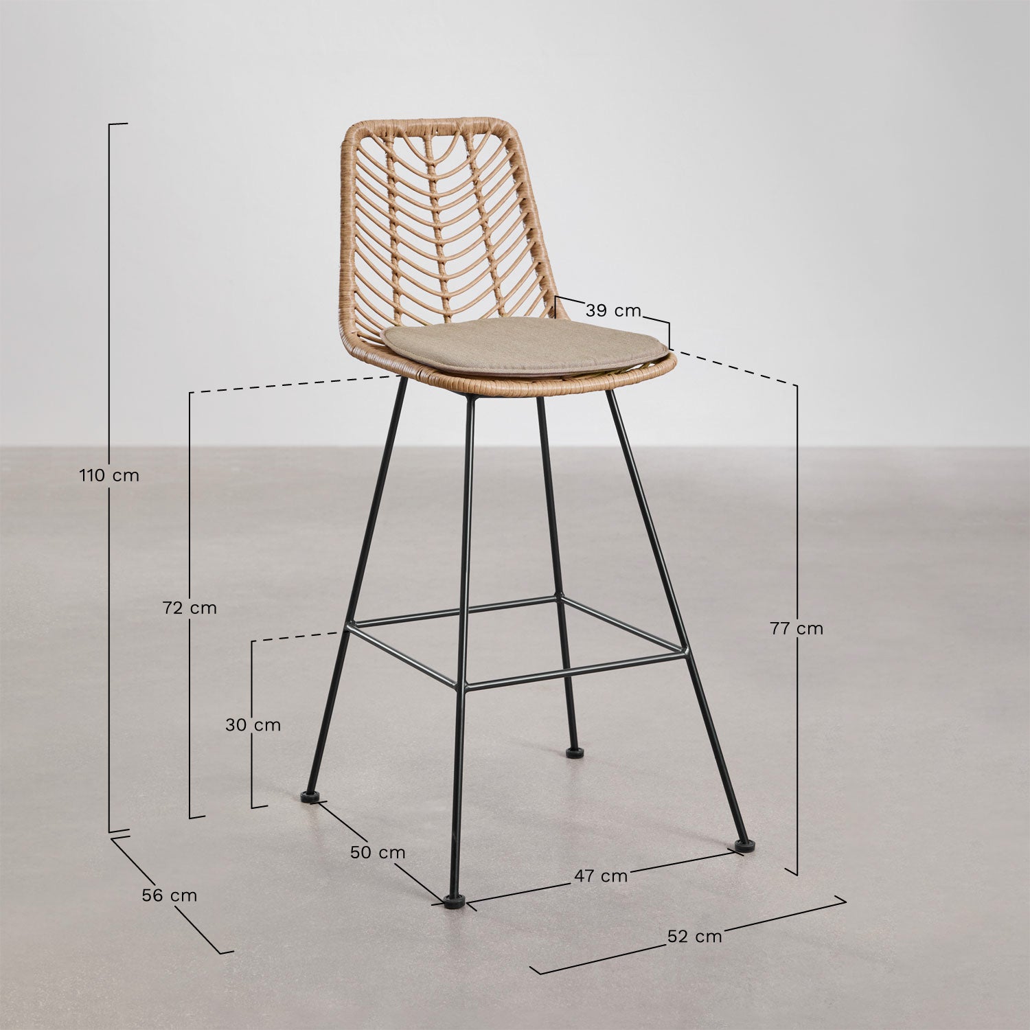 Baro kėdė GRANO, medaus, 75 cm (6 var.)
