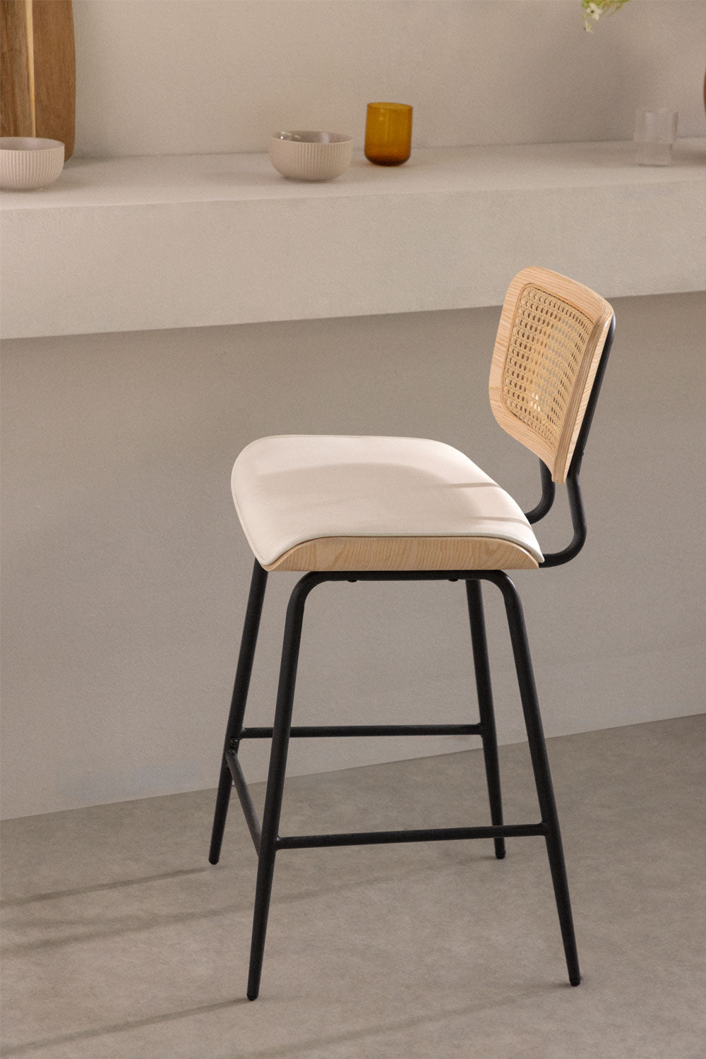 Bar stool REIMA, natural / white
