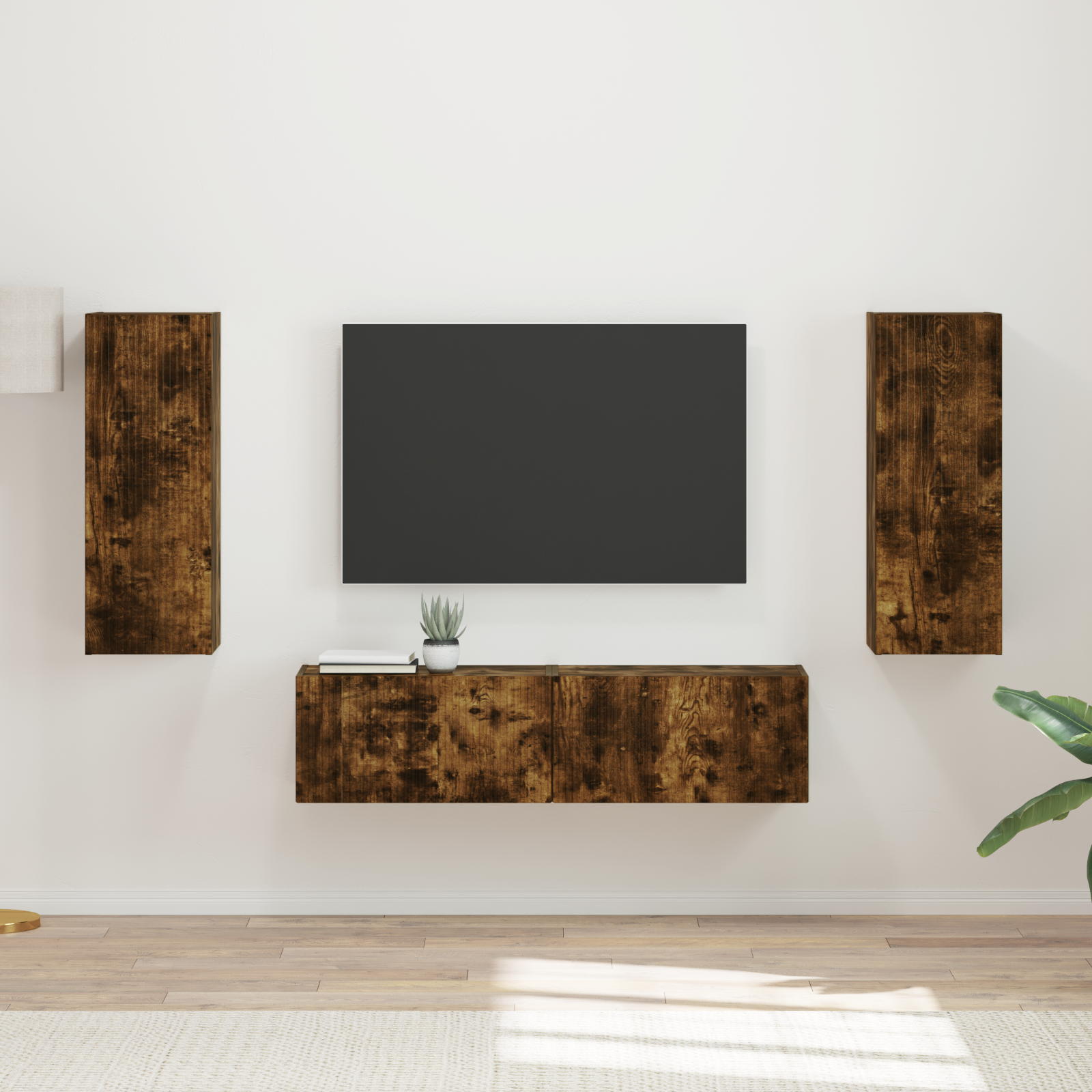 TV Cabinet Set 2 pcs Smoked Oak Engineered Wood